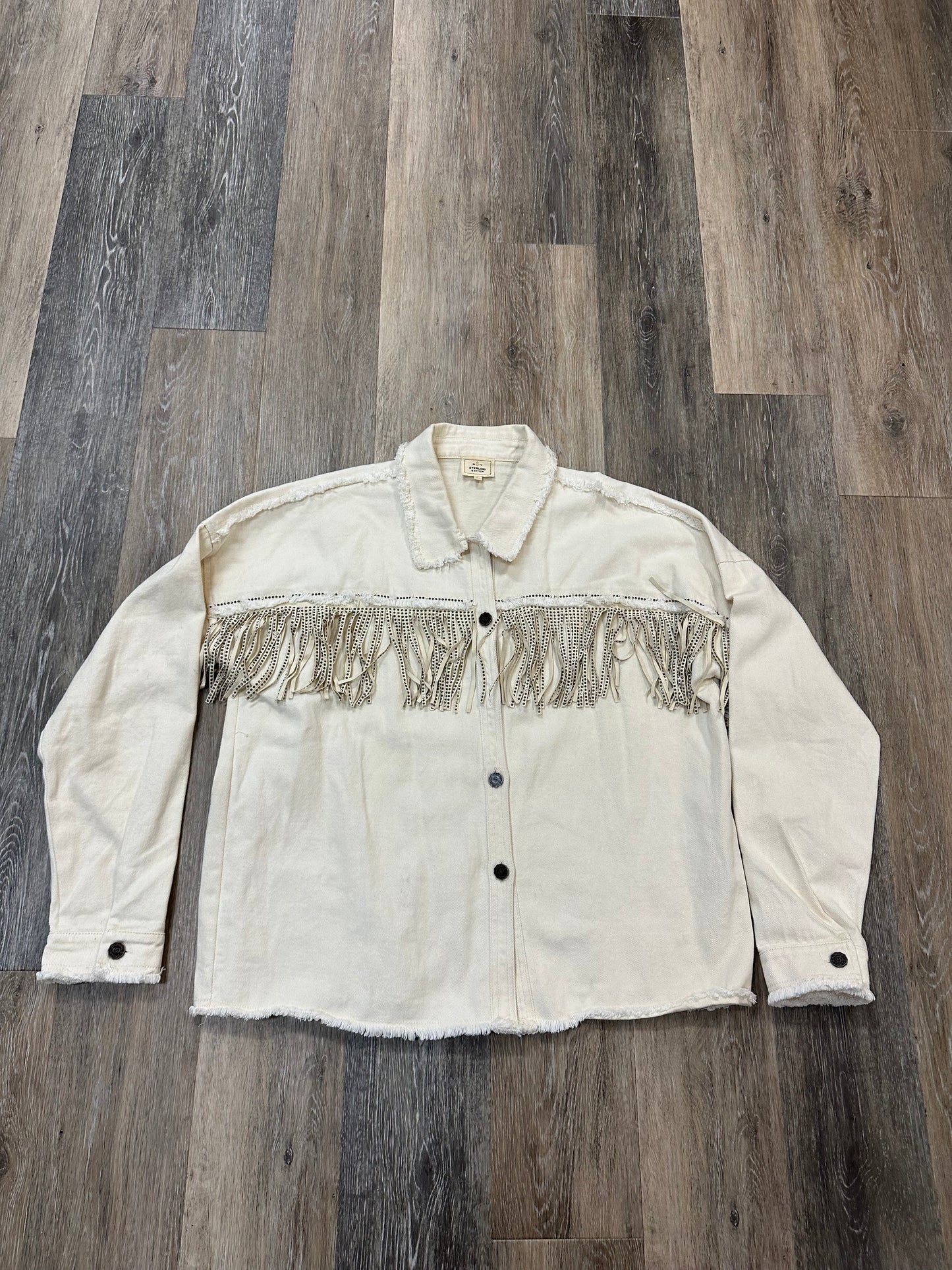 Jacket Denim By Sterling & Stitch In White Denim, Size: Xl