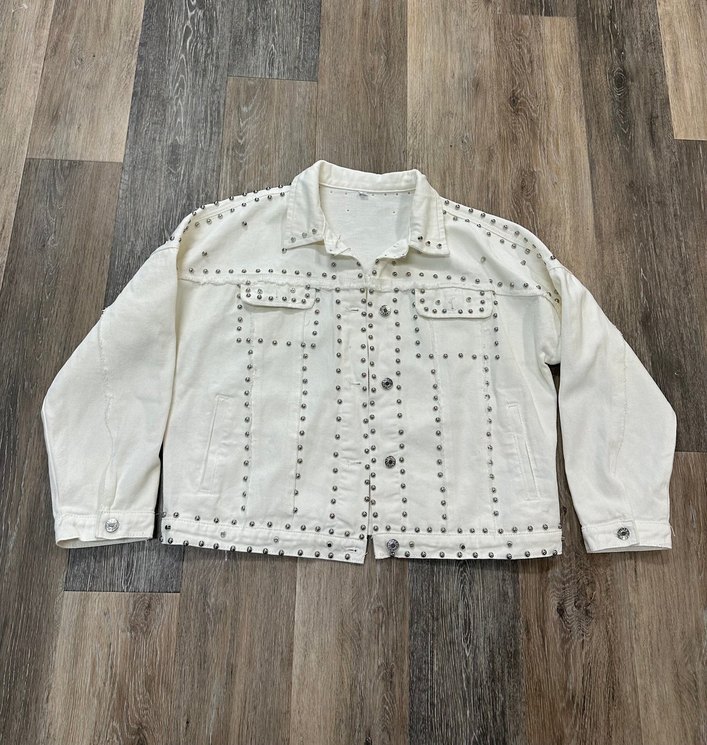 Jacket Denim By Clothes Mentor In White, Size: S