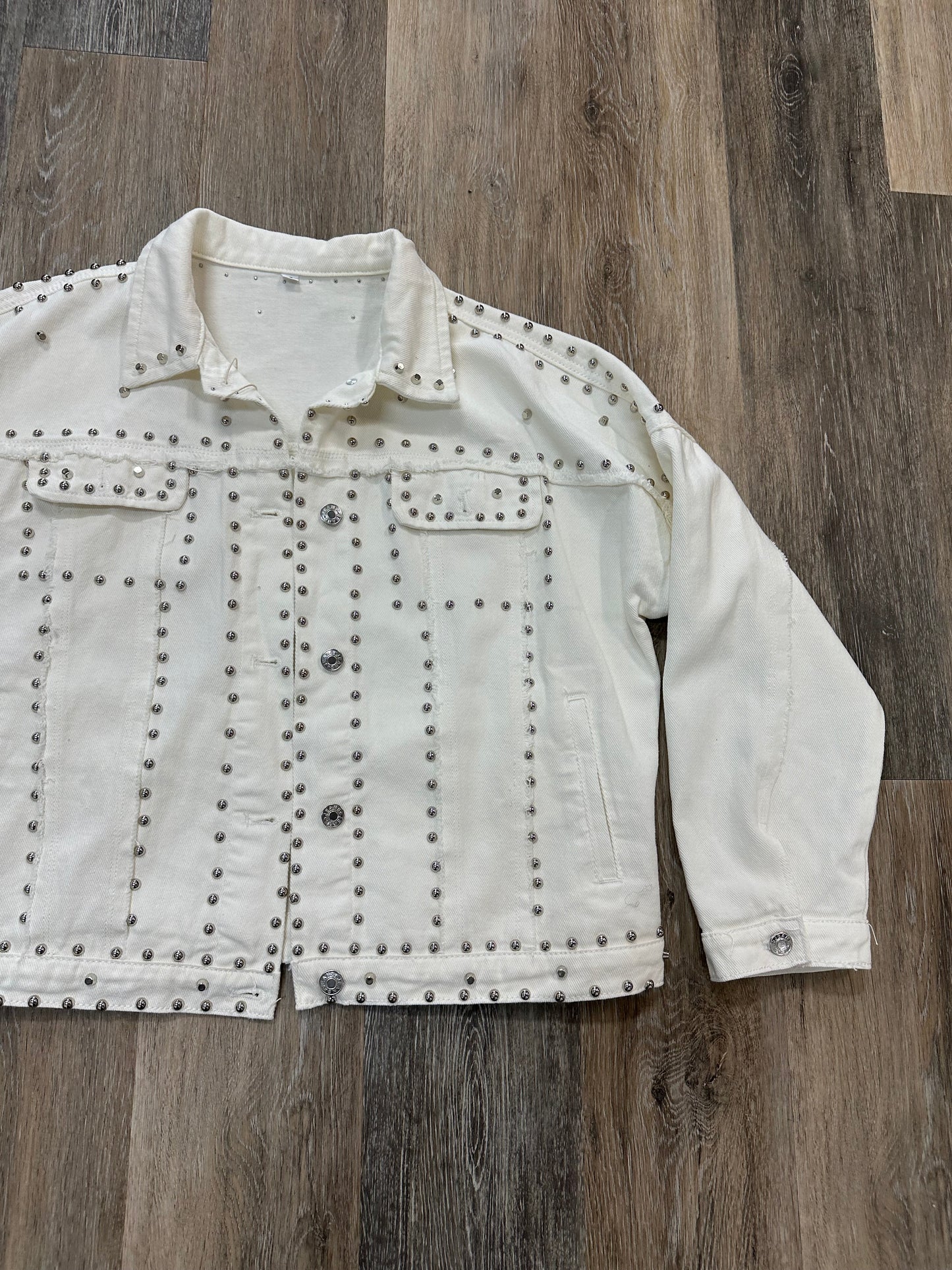 Jacket Denim By Clothes Mentor In White, Size: S