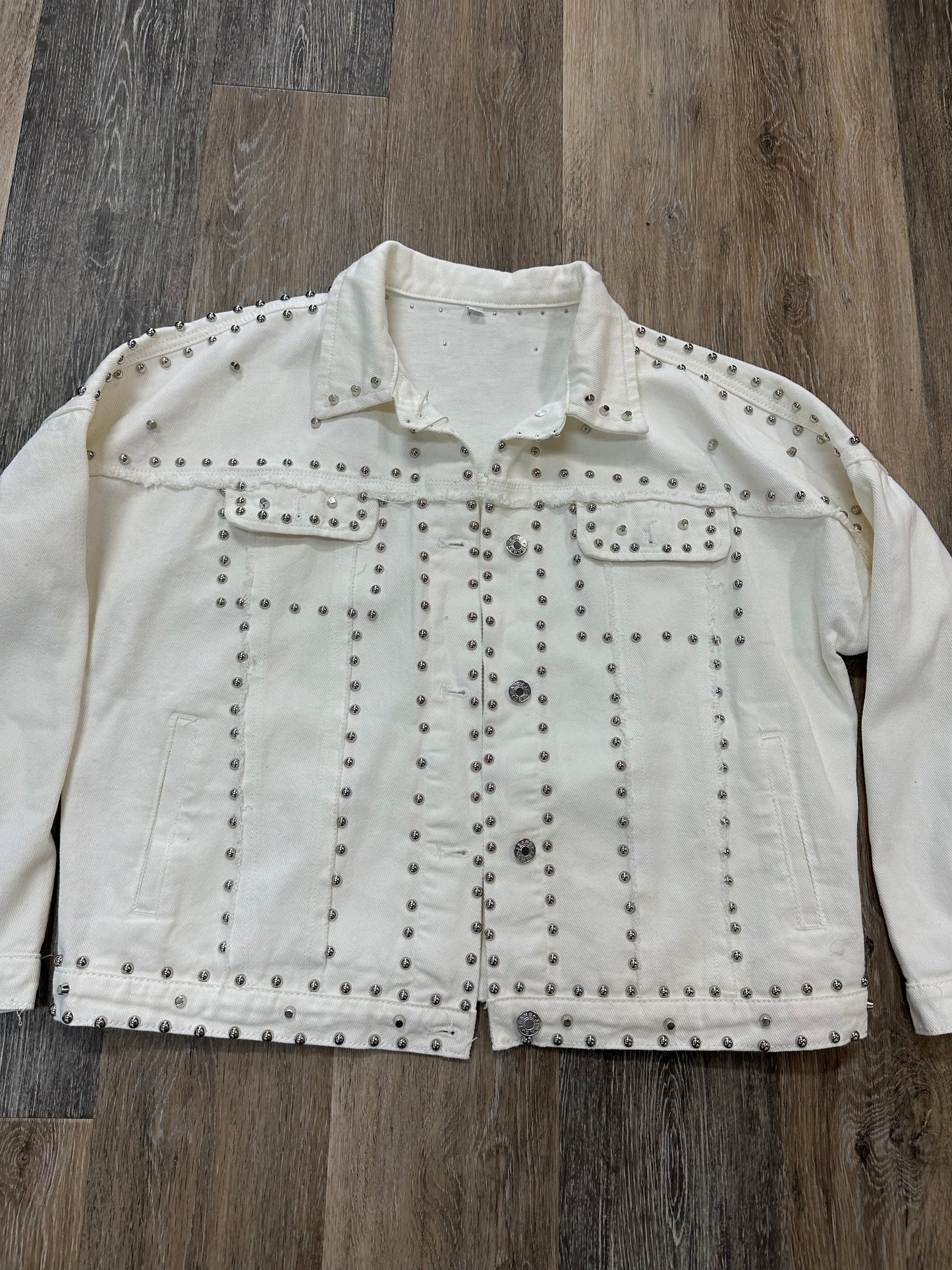 Jacket Denim By Clothes Mentor In White, Size: S