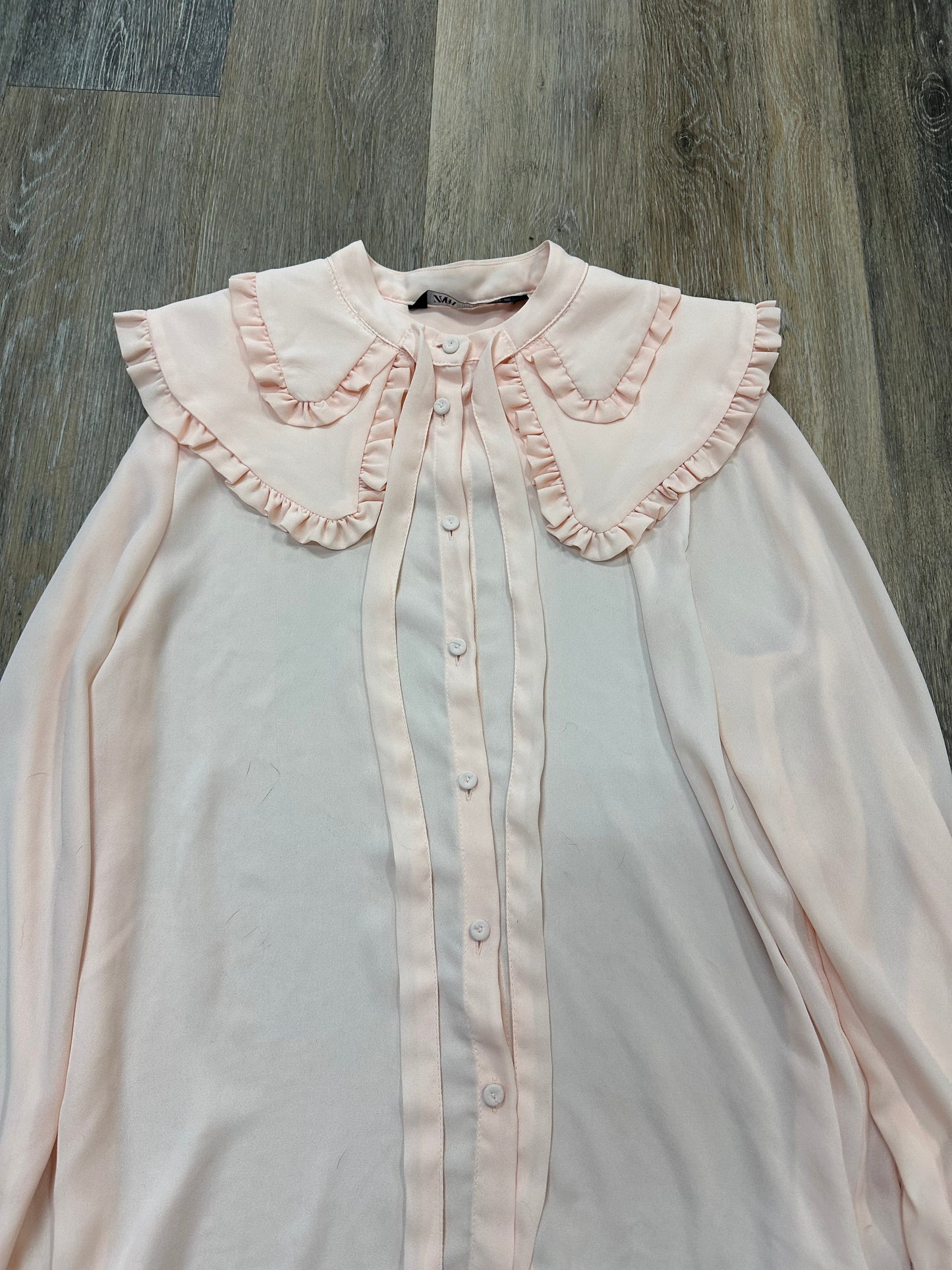 Blouse Long Sleeve By Zara In Pink, Size: S