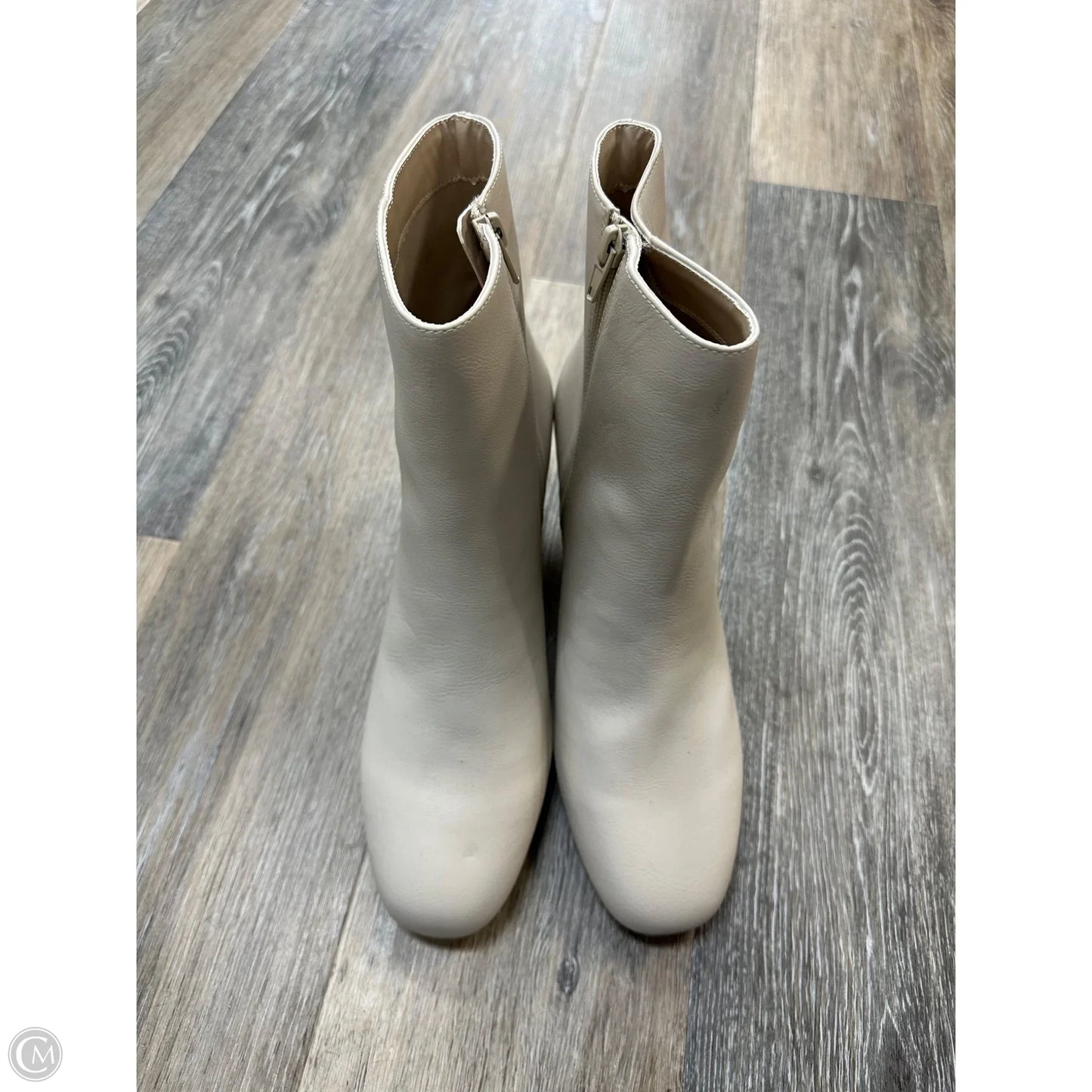 Boots Ankle Heels By Loft In Cream, Size: 10.5