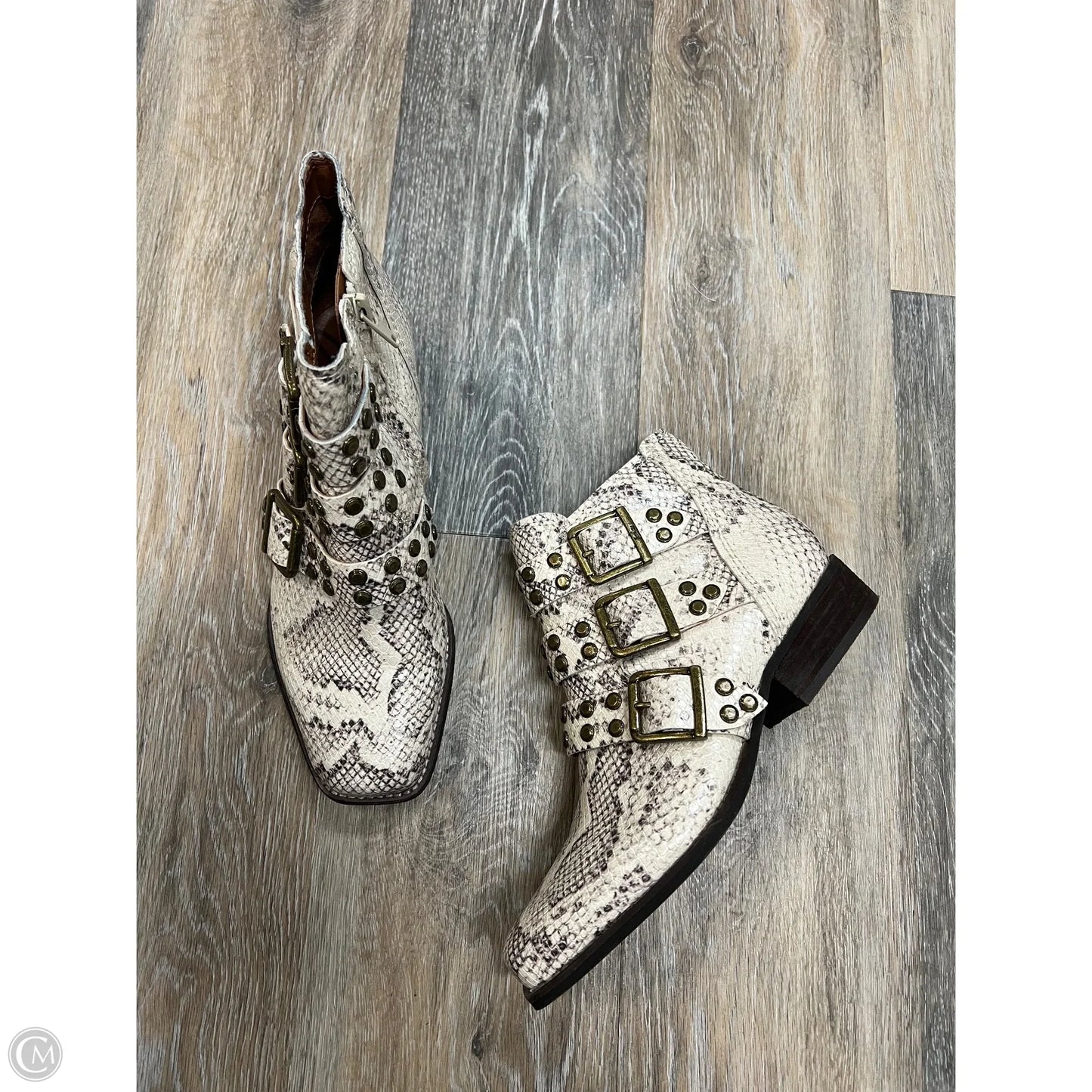 Boots Ankle Heels By Zodiac In Snakeskin Print, Size: 7