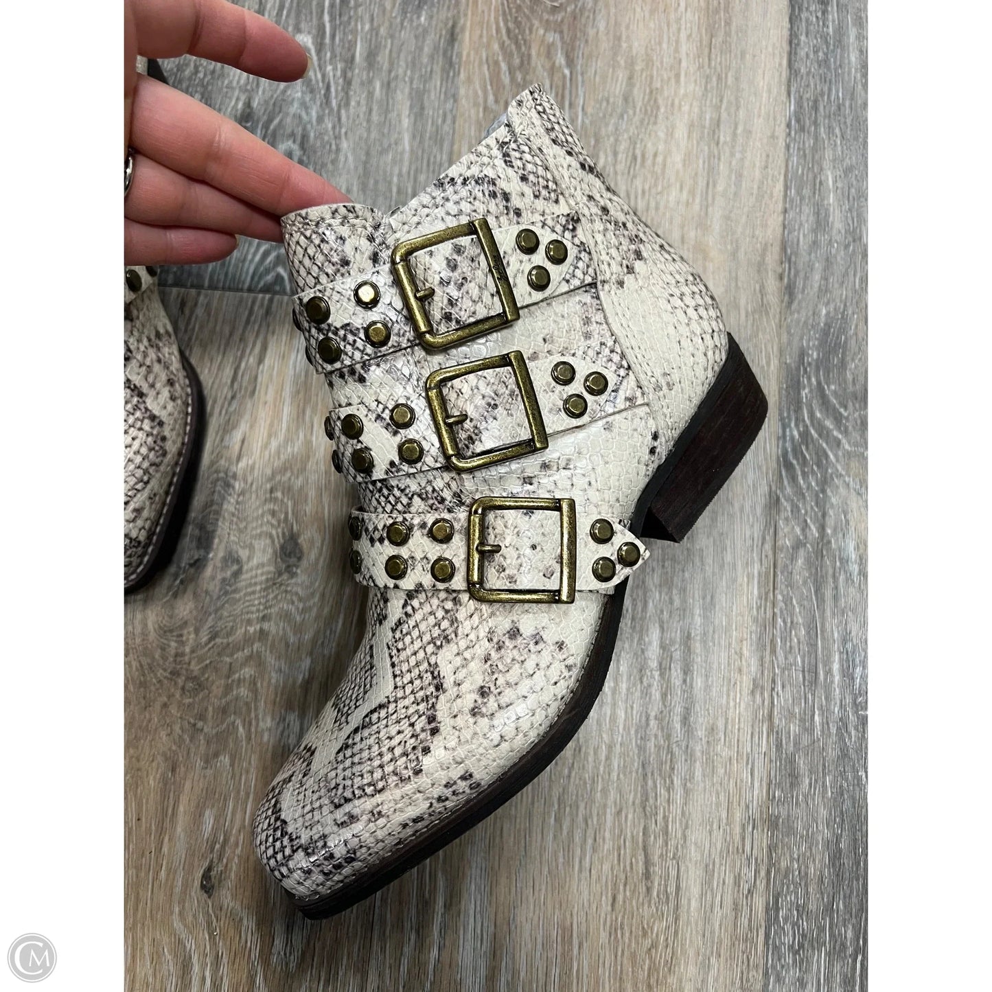 Boots Ankle Heels By Zodiac In Snakeskin Print, Size: 7