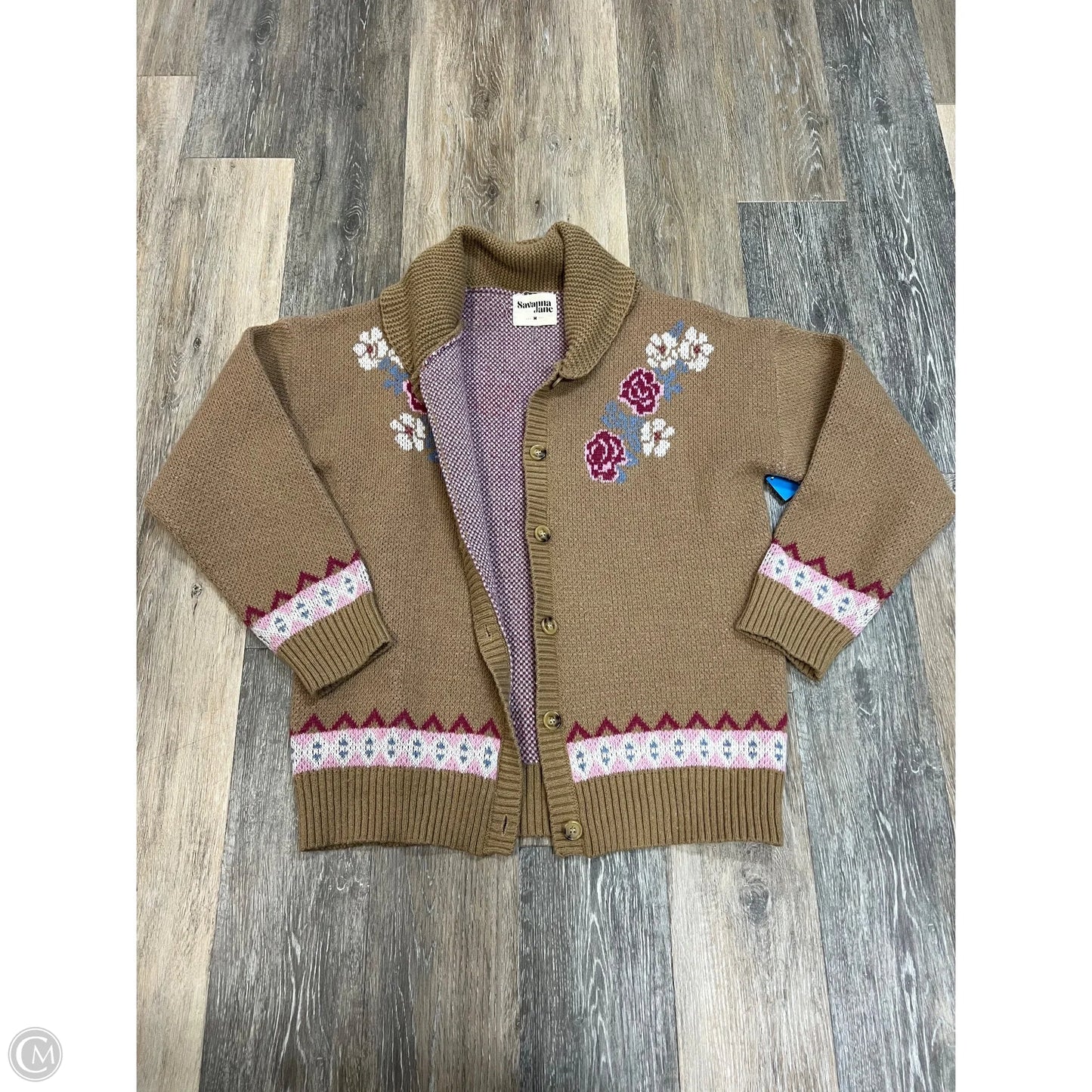 Sweater Cardigan By Savanna Jane In Brown, Size: M