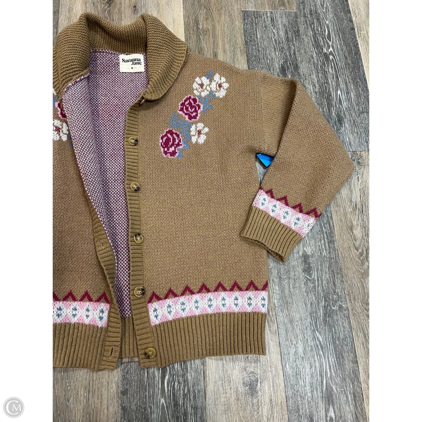Sweater Cardigan By Savanna Jane In Brown, Size: M