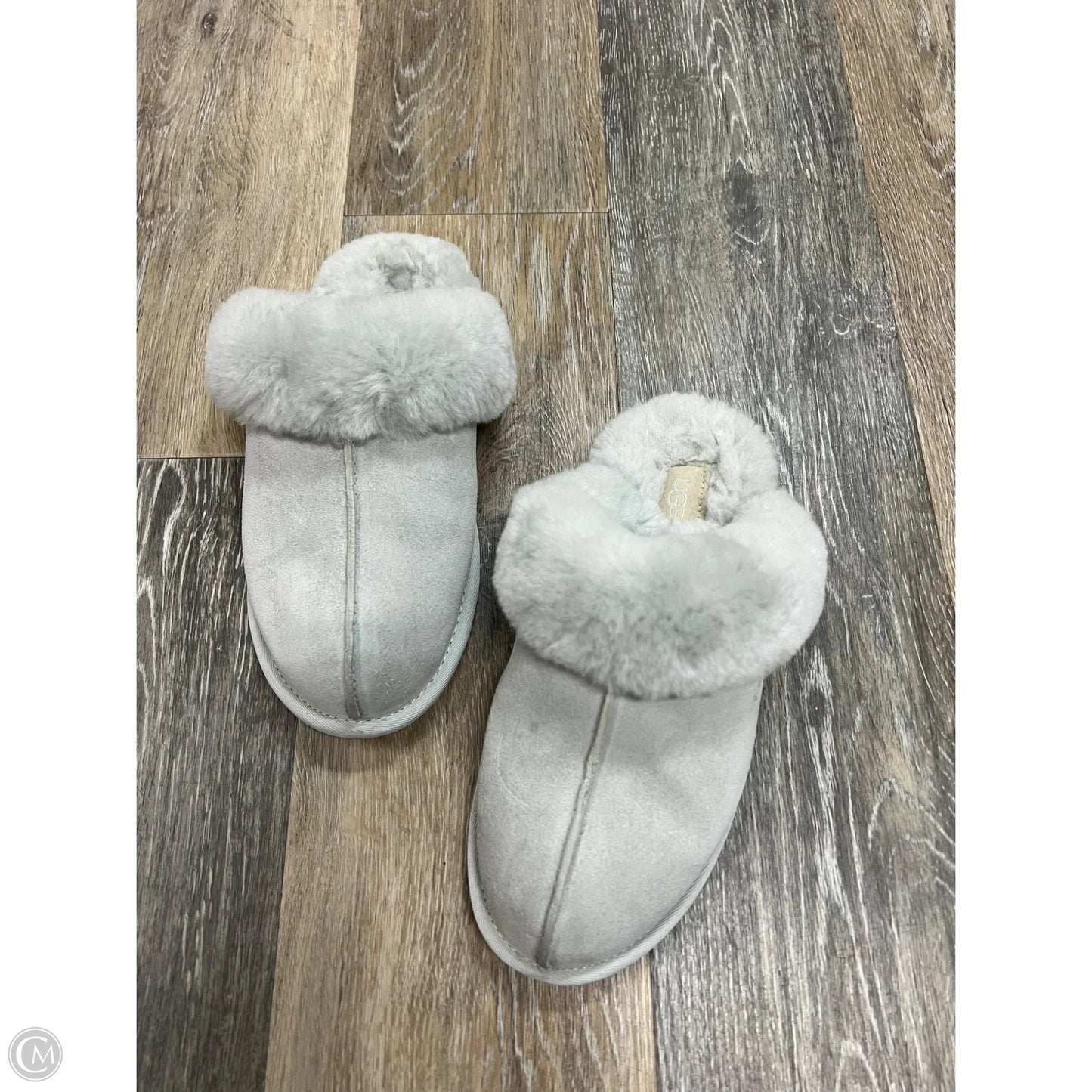 Slippers Designer By Ugg In Grey, Size: 7