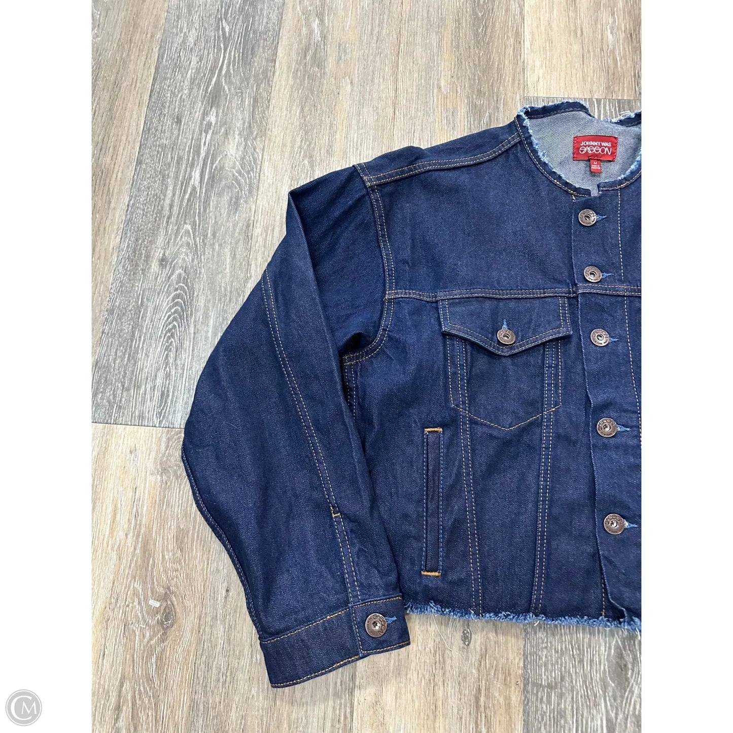 Jacket Denim By Johnny Was In Blue Denim, Size: M