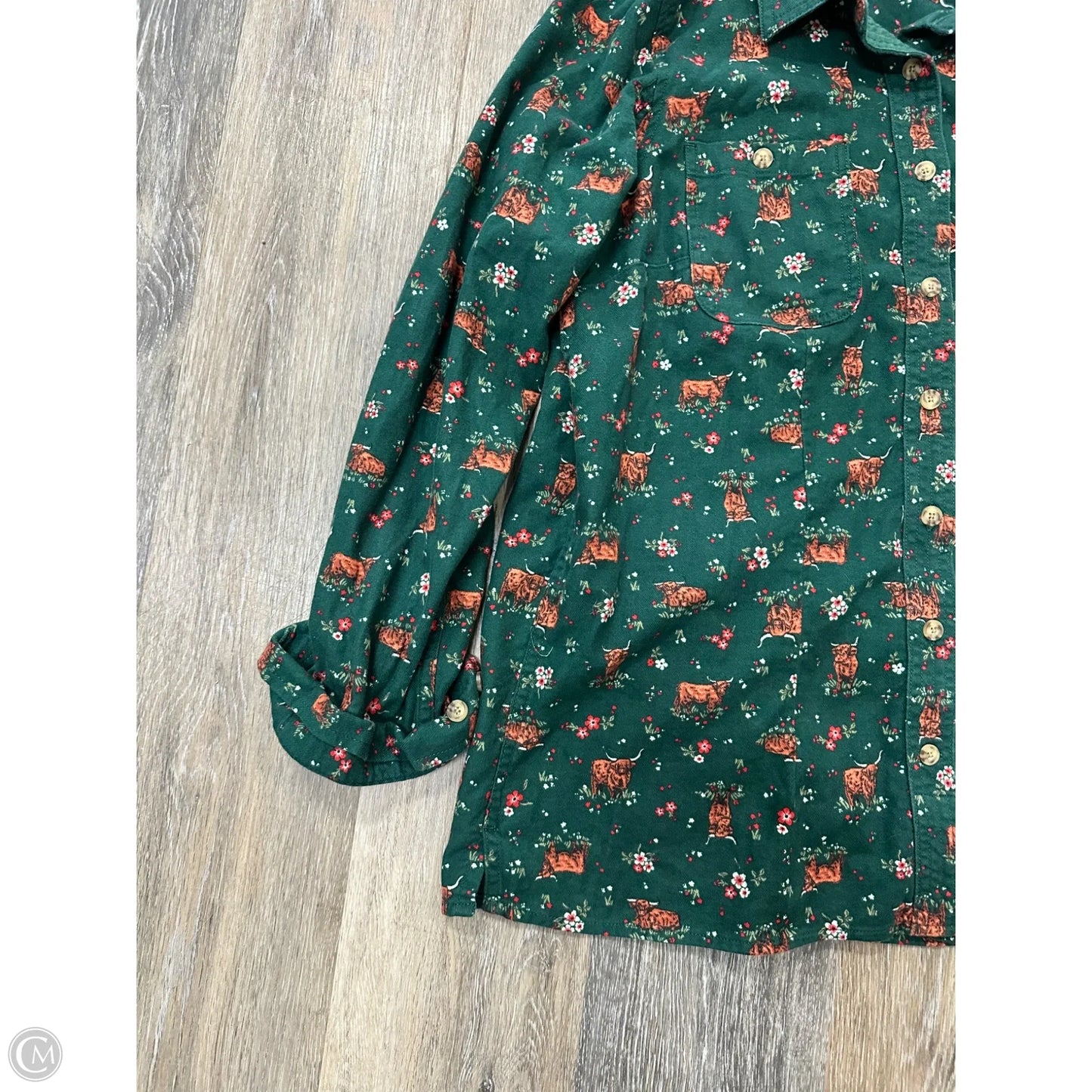 -Blouse Long Sleeve By Duluth Trading In Green, Size: M