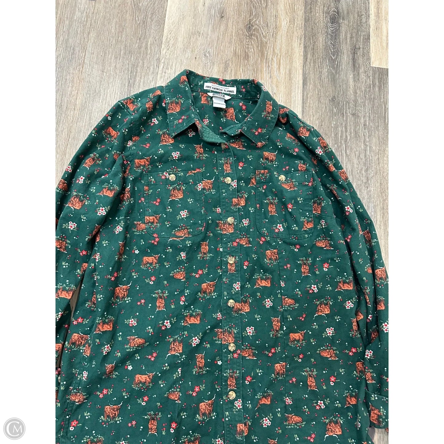 -Blouse Long Sleeve By Duluth Trading In Green, Size: M