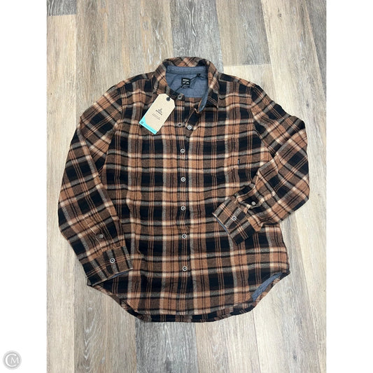 Blouse Long Sleeve By Prana In Plaid Pattern, Size: M