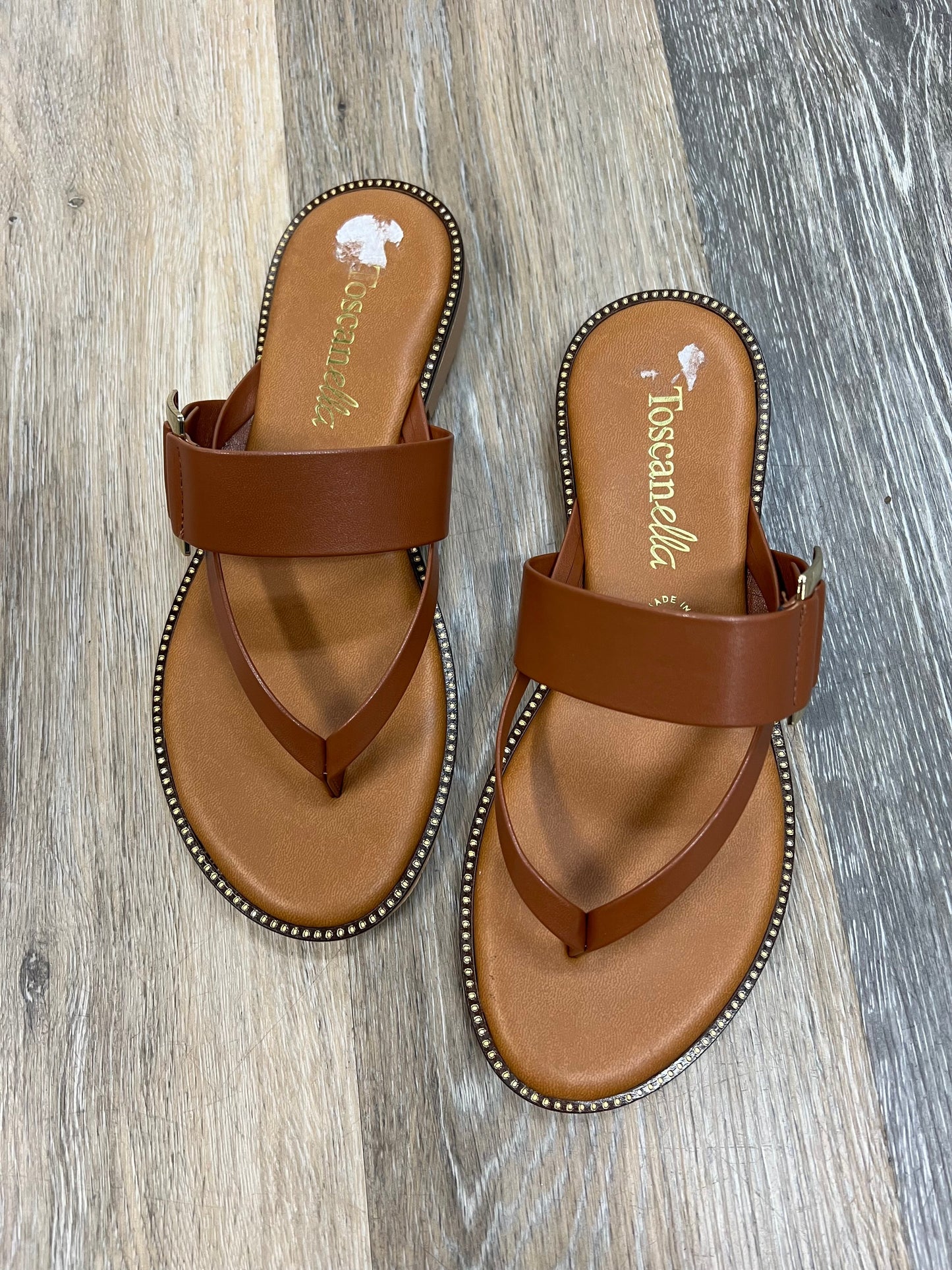 Brown Sandals Flip Flops Toscanella, Size 8.5