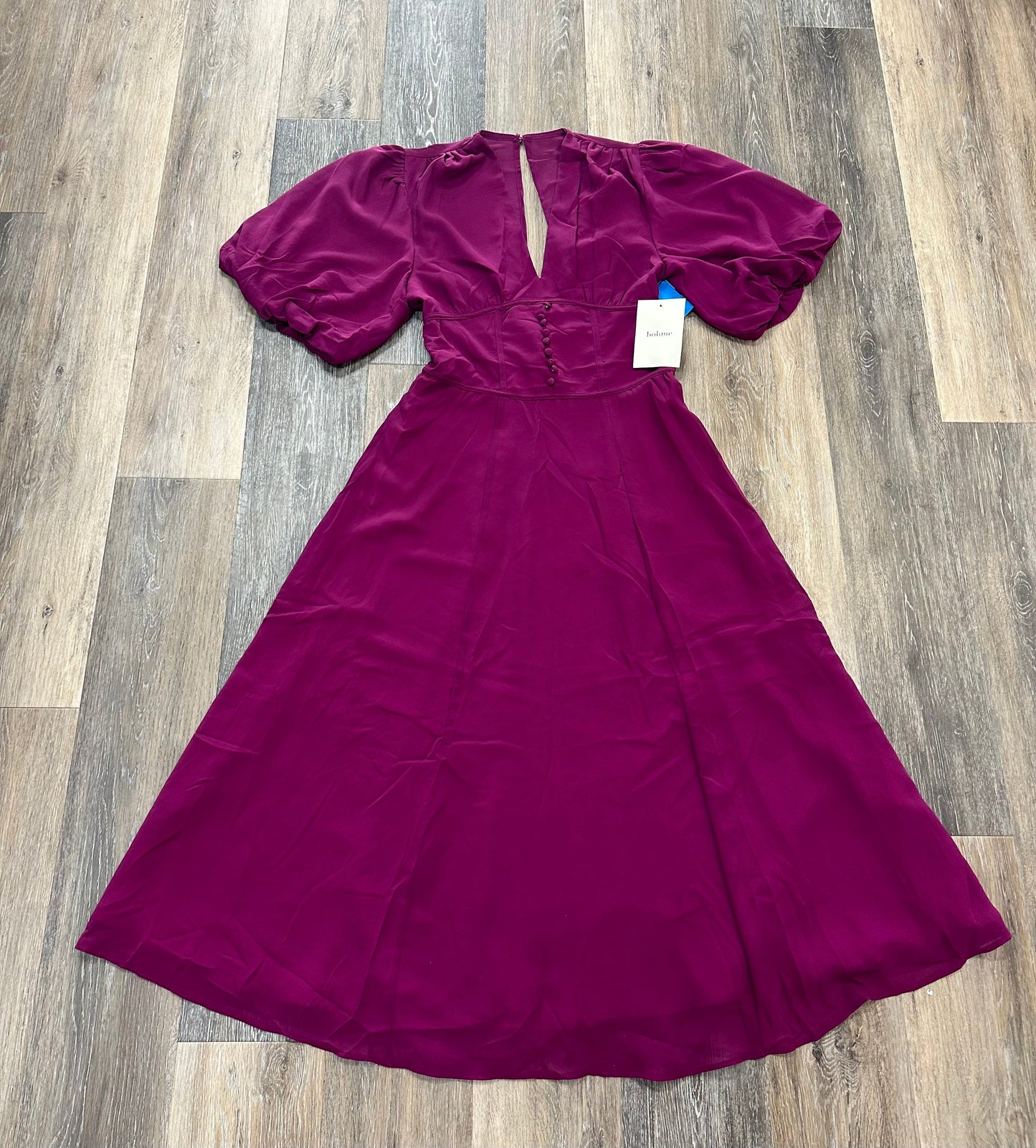 Purple Dress Party Midi Bohme, Size S