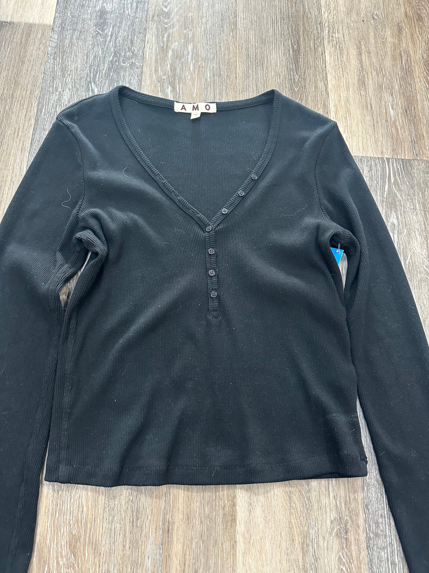 Black Top Long Sleeve Designer Amo, Size L