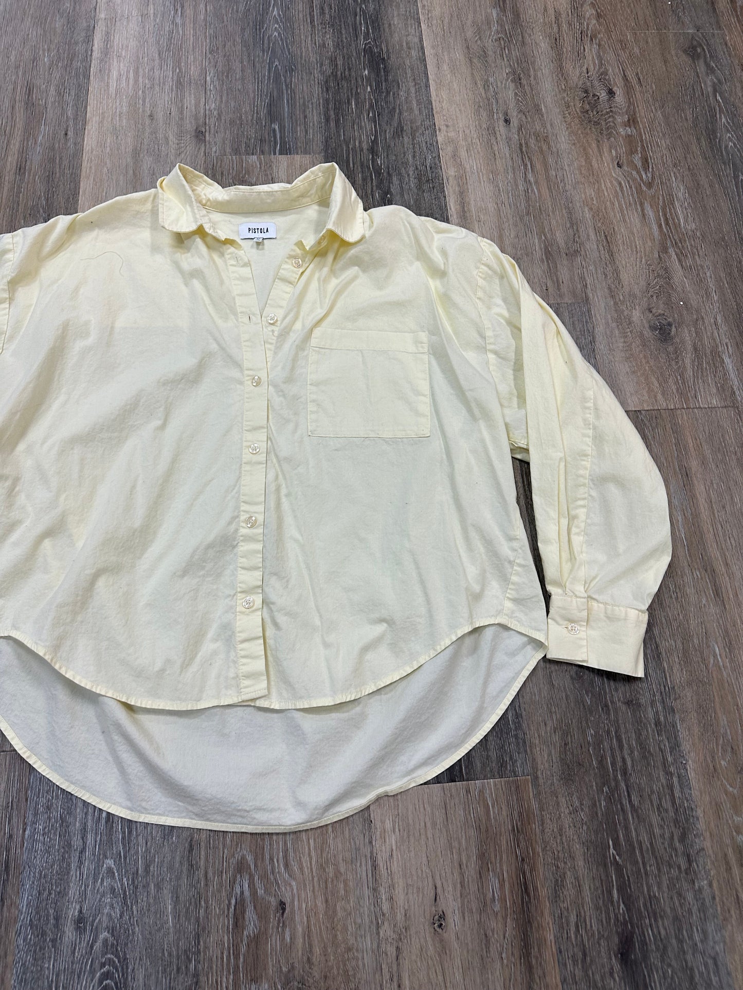 Yellow Blouse Long Sleeve Pistola, Size M