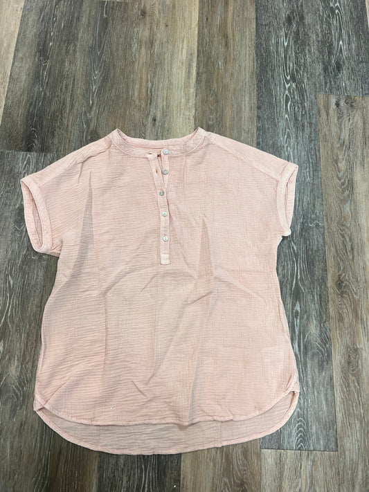 Blouse Short Sleeve By Faherty In Pink, Size: S