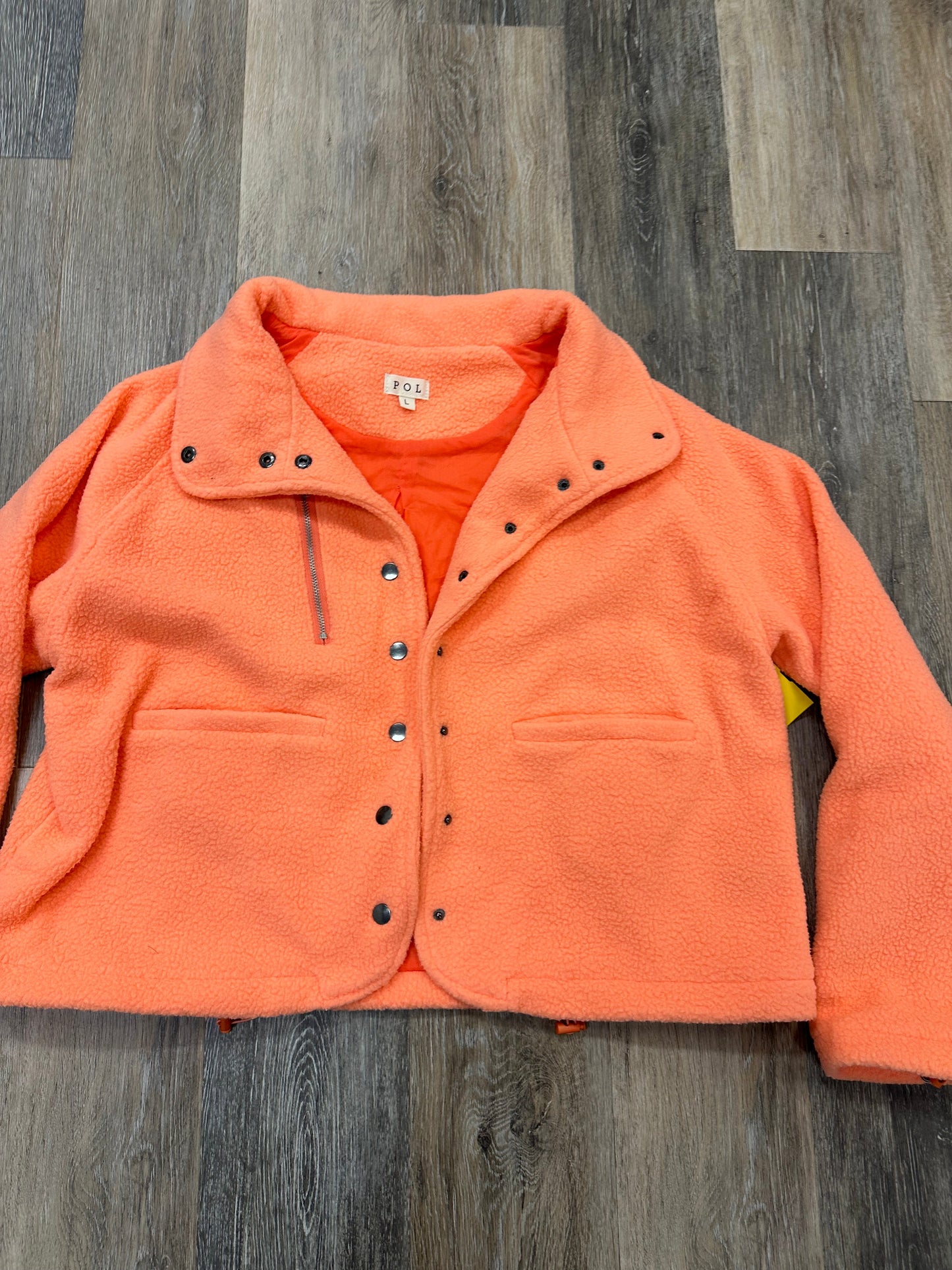 Jacket Faux Fur & Sherpa By Pol In Orange, Size: L