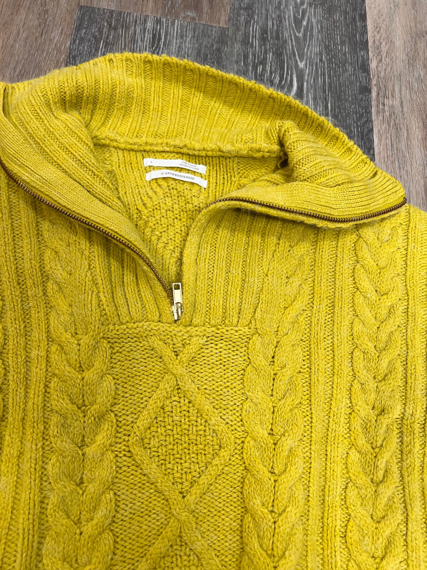 Sweater By Anthropologie In Yellow, Size: L