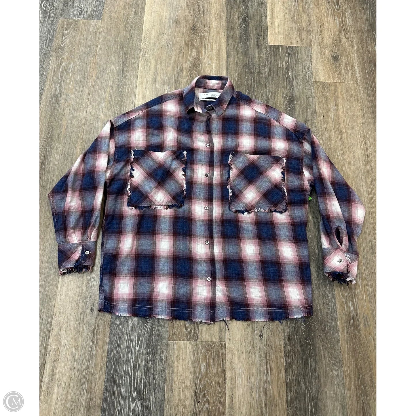 Blouse Long Sleeve By IRO In Plaid Pattern, Size: Xs