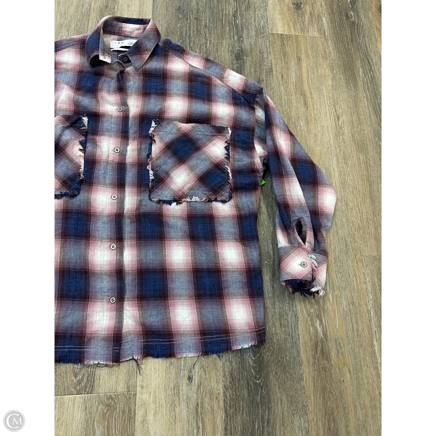 Blouse Long Sleeve By IRO In Plaid Pattern, Size: Xs