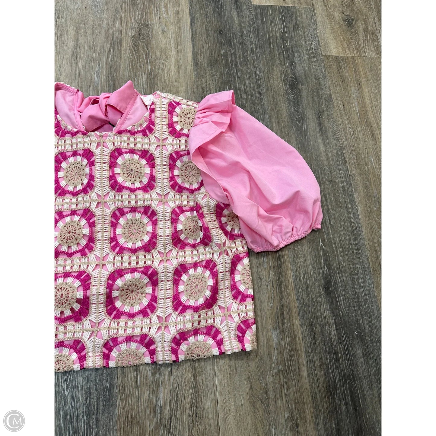 Blouse Short Sleeve By Entro In Pink, Size: L