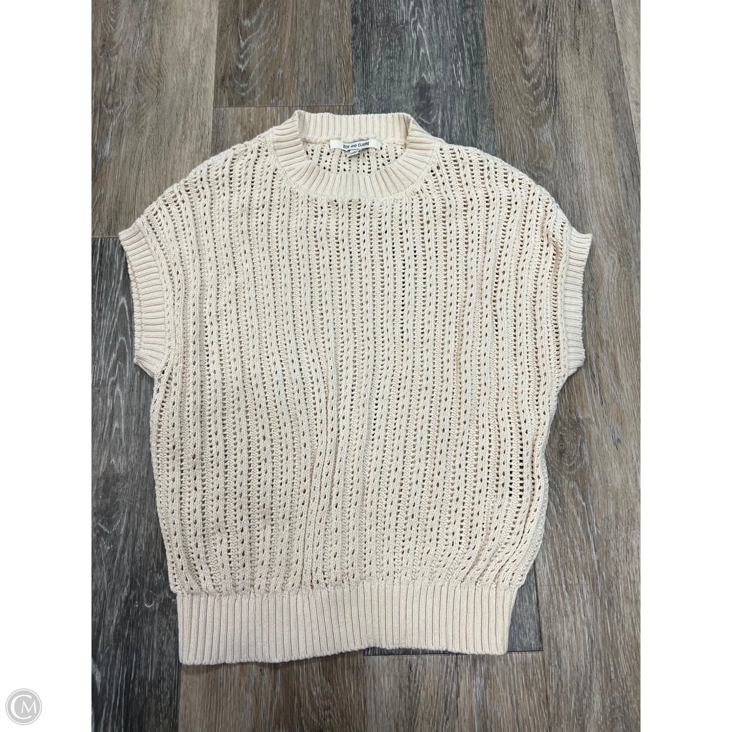 Sweater Short Sleeve By Zoe and Claire In Cream, Size: Xs