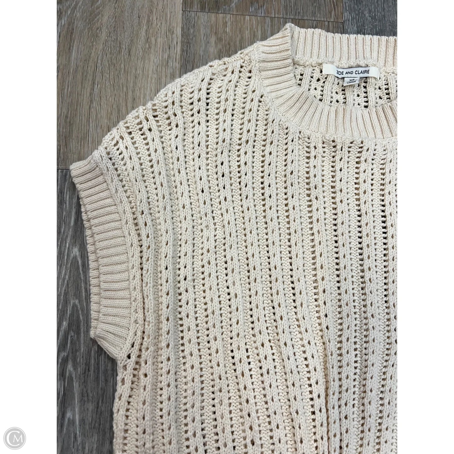Sweater Short Sleeve By Zoe and Claire In Cream, Size: Xs