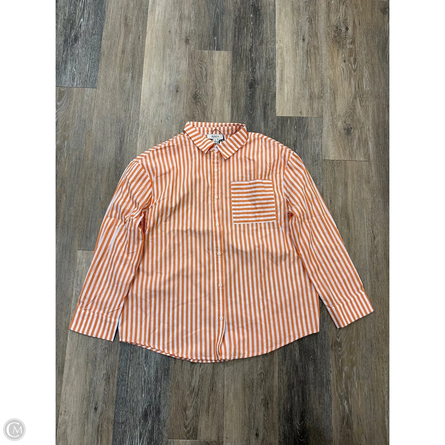 Blouse Long Sleeve By Avara In Striped Pattern, Size: S