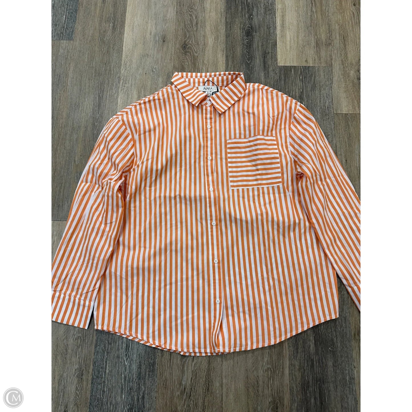 Blouse Long Sleeve By Avara In Striped Pattern, Size: S