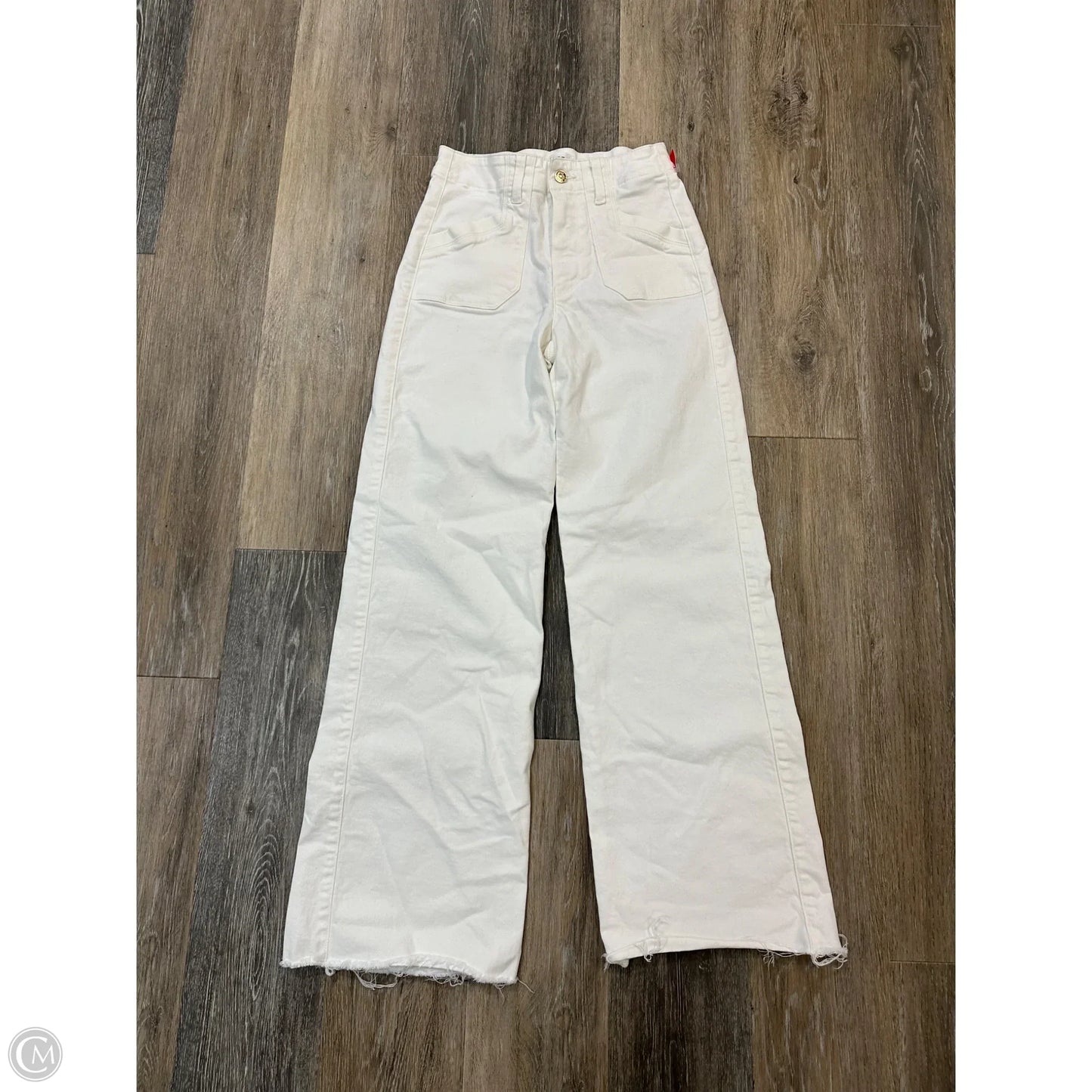 Jeans Wide Leg By Paige In White Denim, Size: 0/24