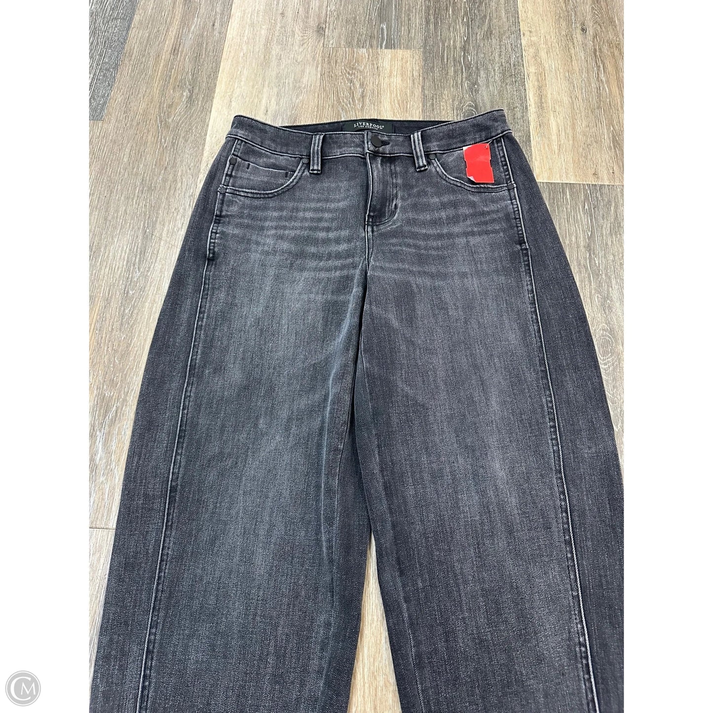 Jeans Straight By Liverpool In Grey Denim, Size: 4