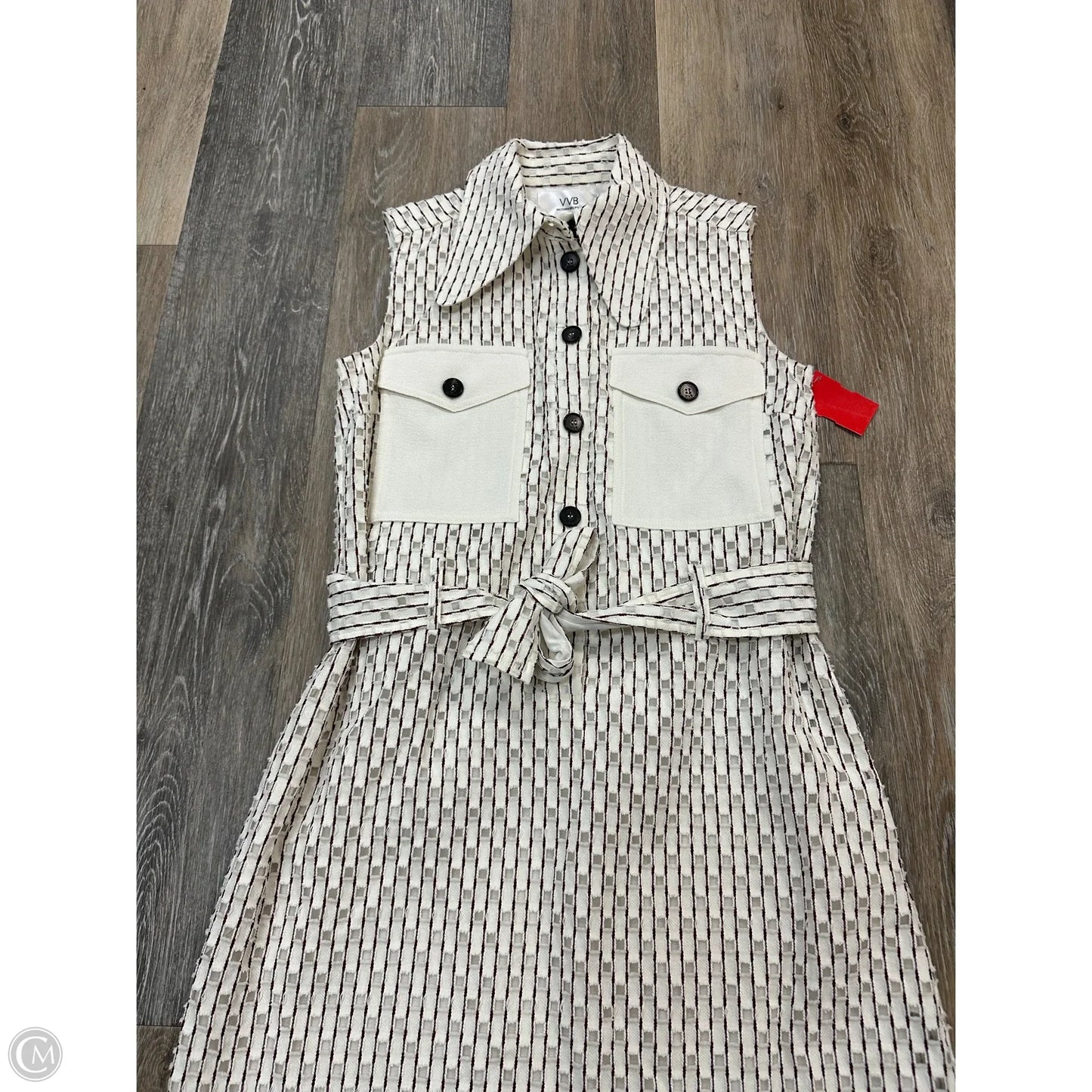 Dress Luxury Designer By Victoria Beckham In Red & White, Size: 0