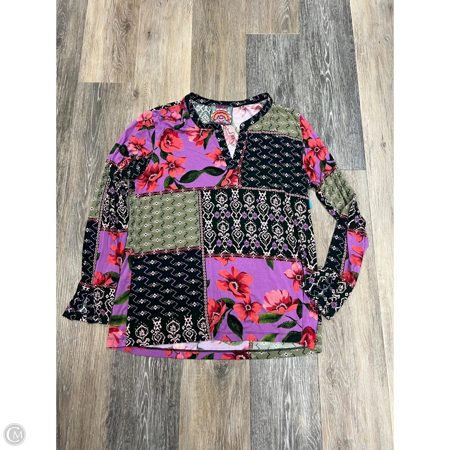 Top Long Sleeve By Johnny Was In Multi-colored, Size: M