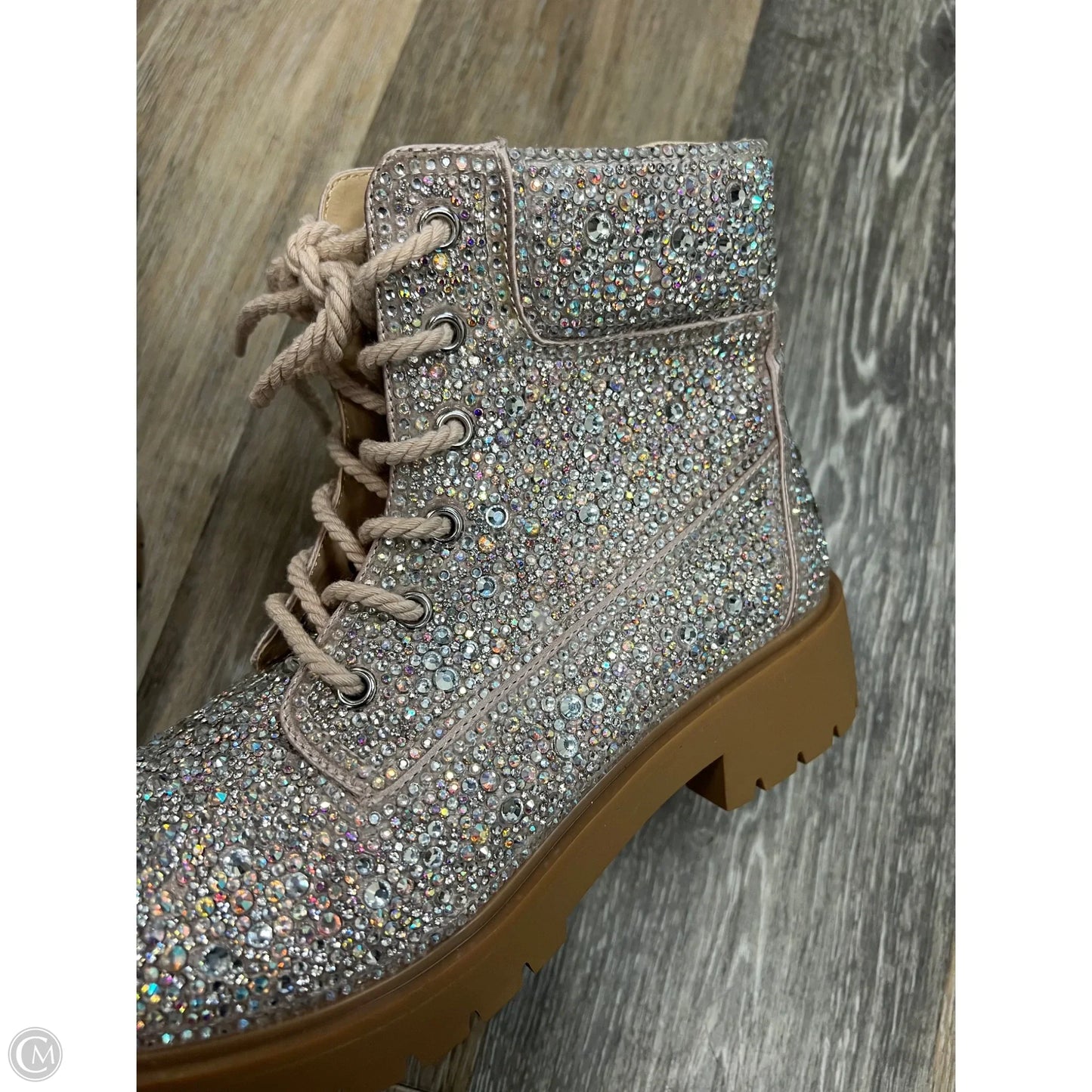 Boots Ankle Heels By Betsey Johnson In Silver, Size: 9.5