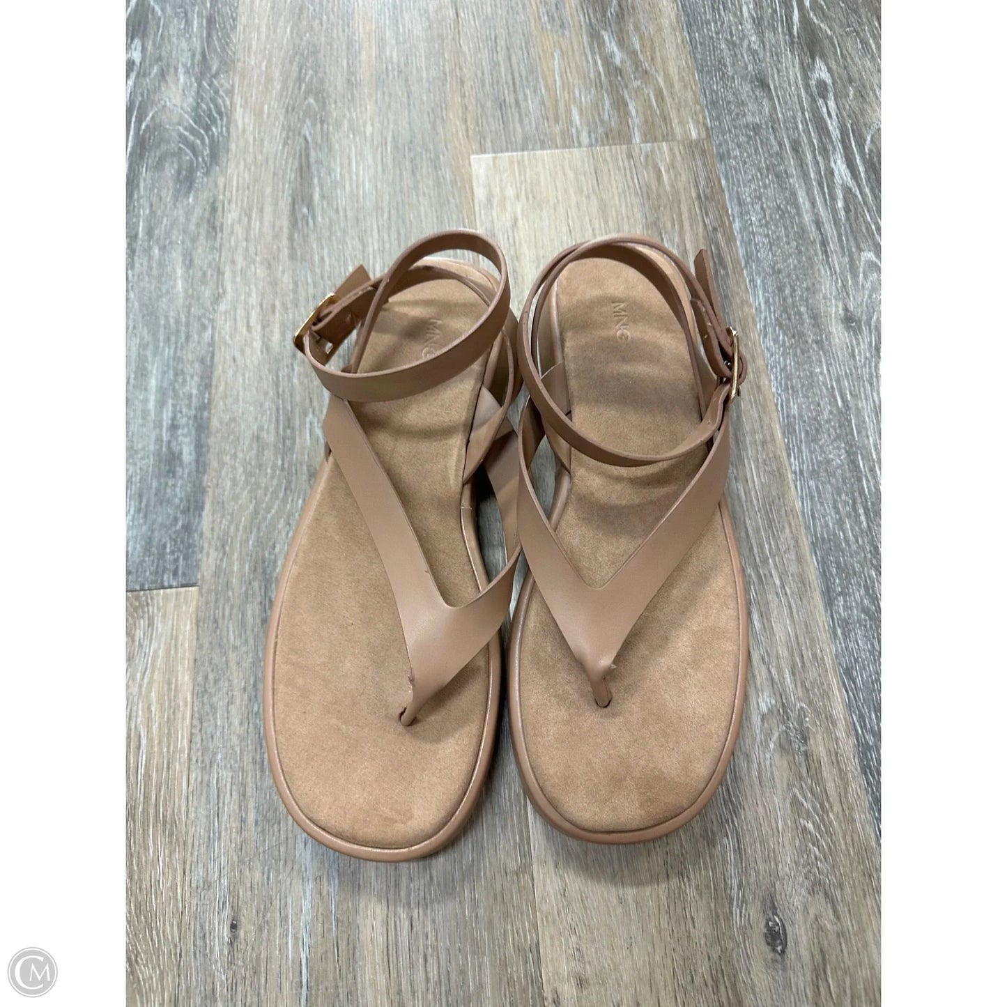 -Sandals Flip Flops By Mng In Tan, Size: 11