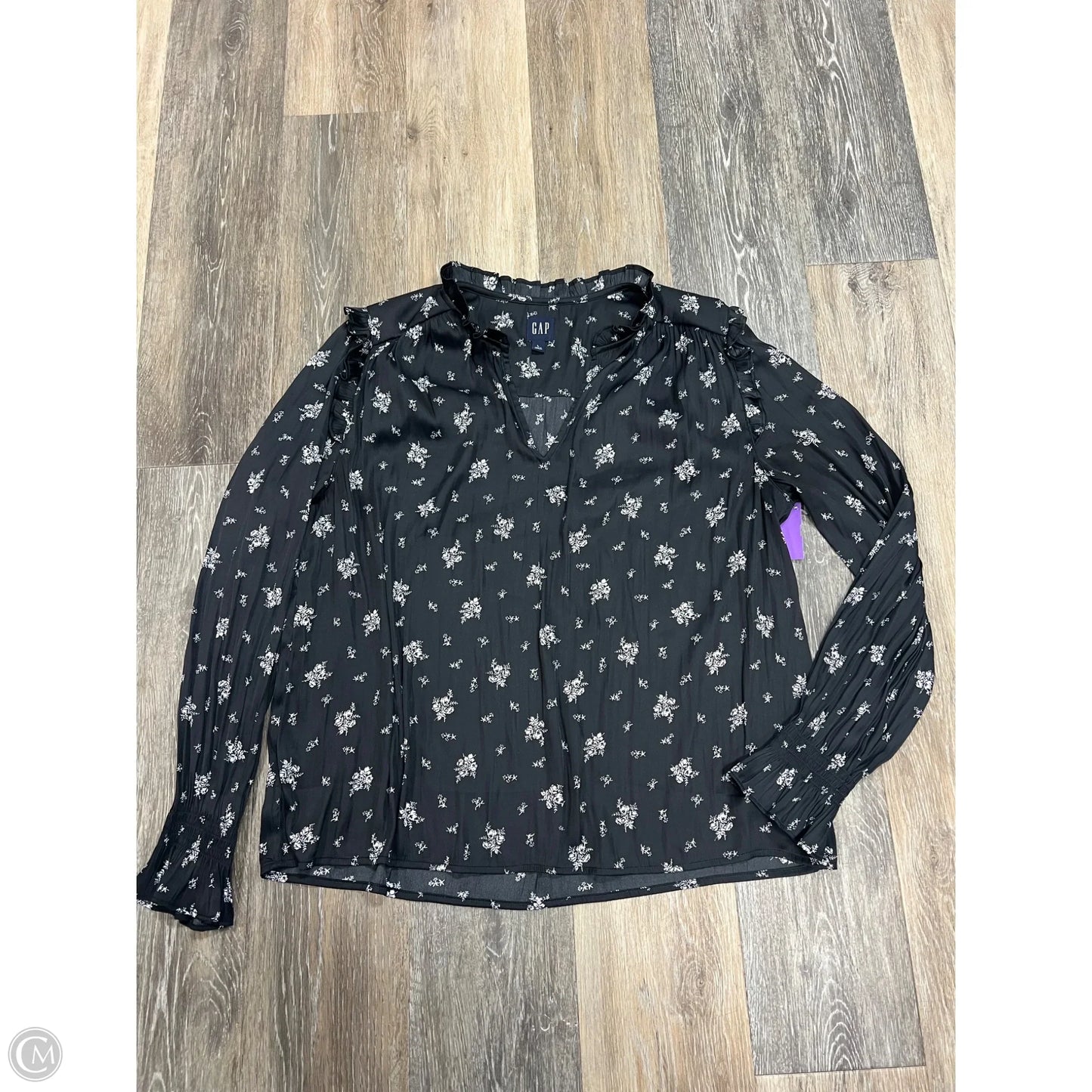Blouse Long Sleeve By Gap In Black, Size: L
