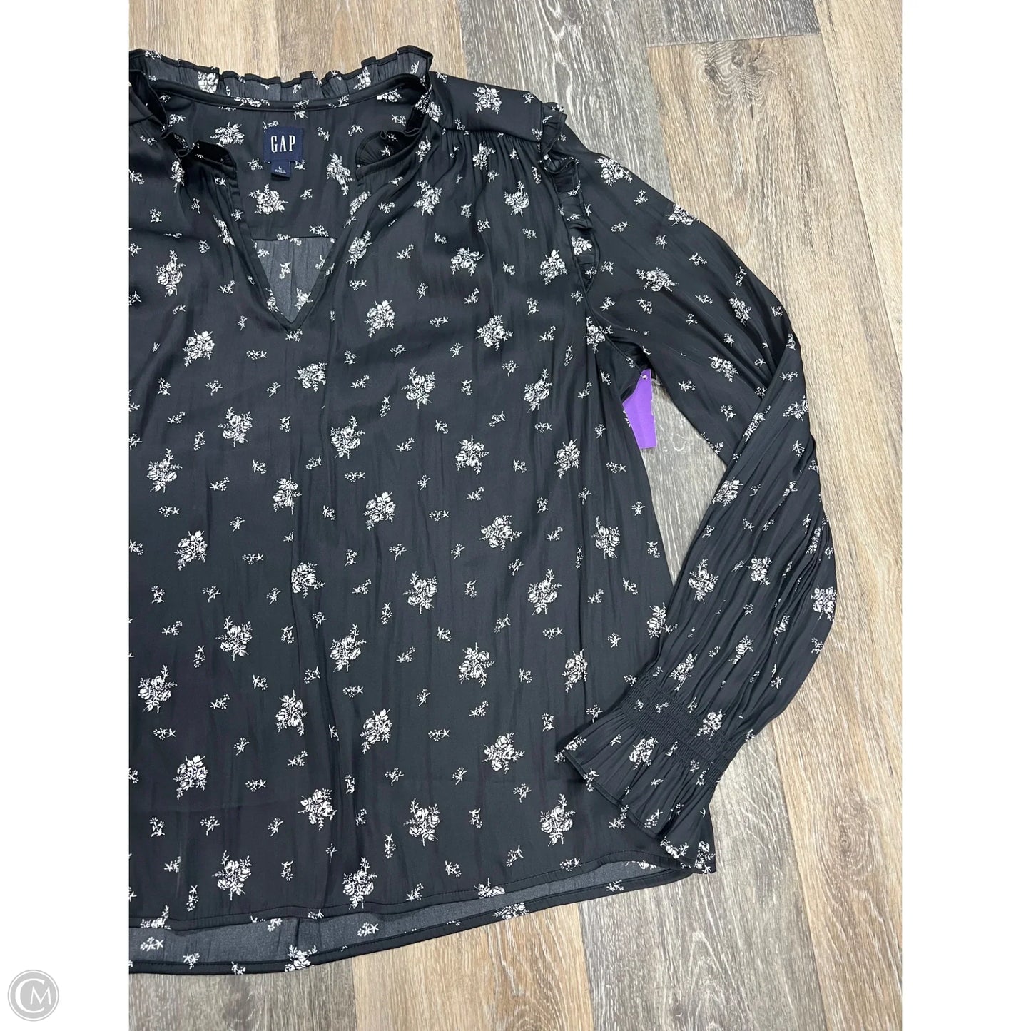 Blouse Long Sleeve By Gap In Black, Size: L