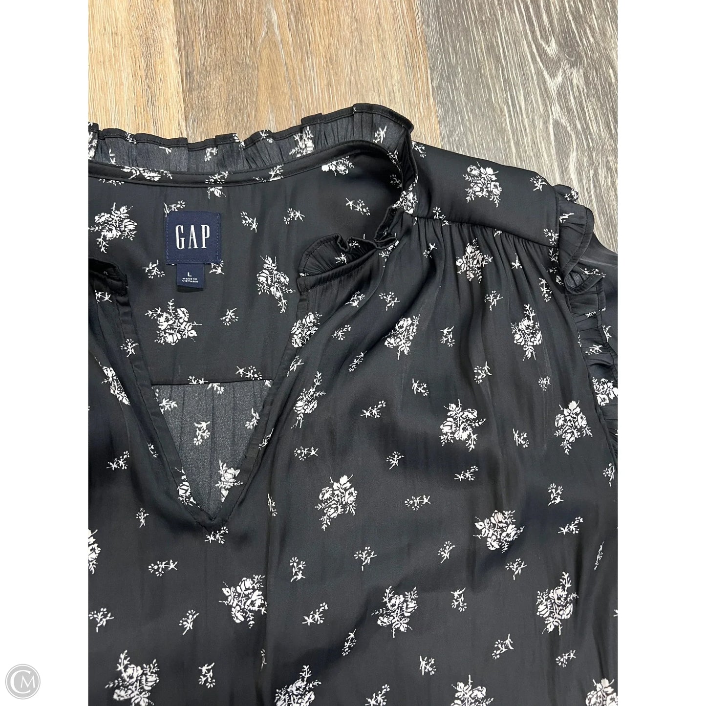 Blouse Long Sleeve By Gap In Black, Size: L