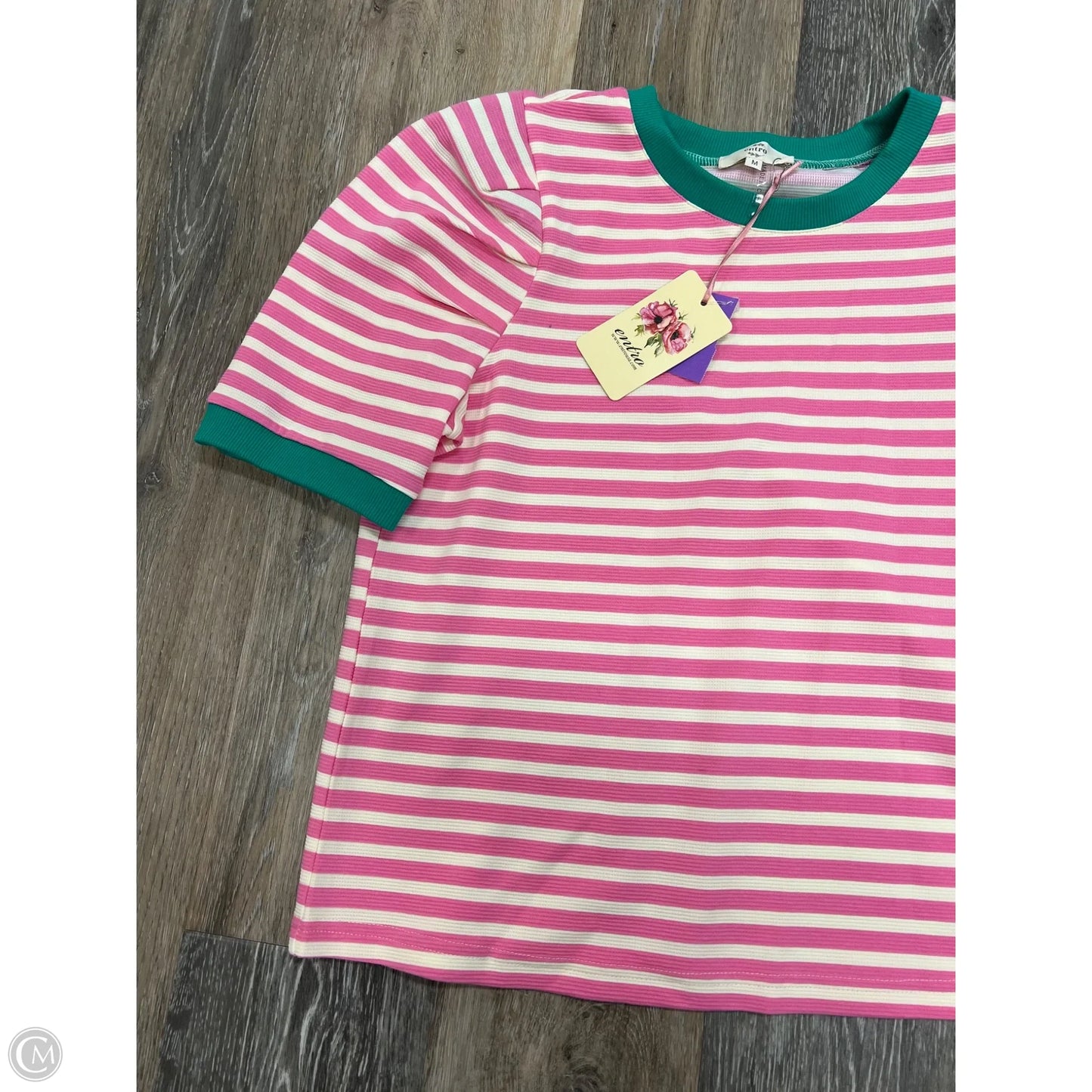 Top Short Sleeve By Entro In Striped Pattern, Size: M