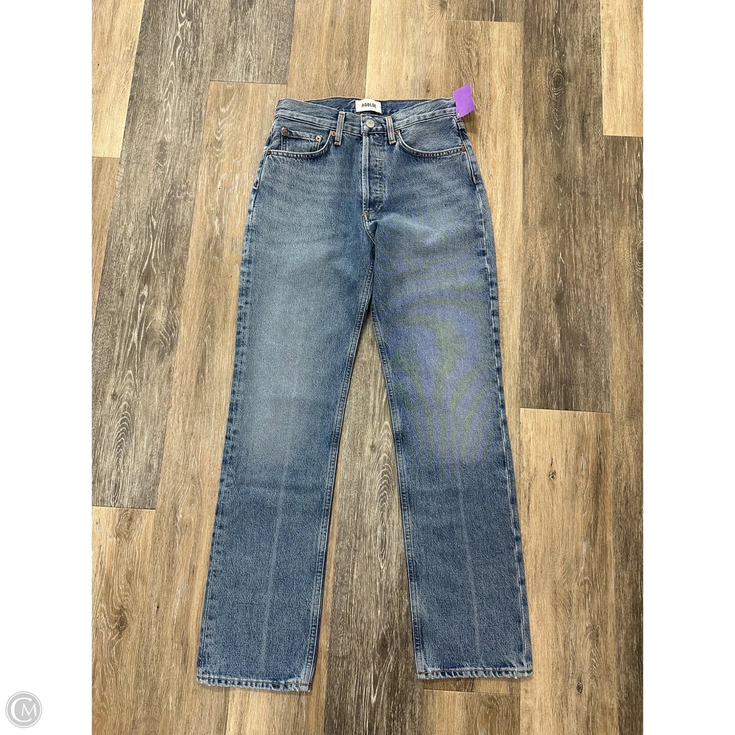Jeans Straight By Agolde In Blue Denim, Size: 0