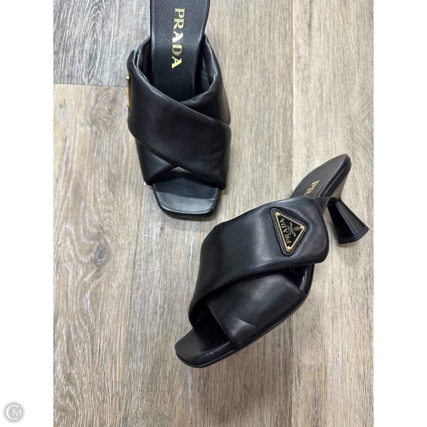 Sandals Luxury Designer By Prada In Black, Size: 6