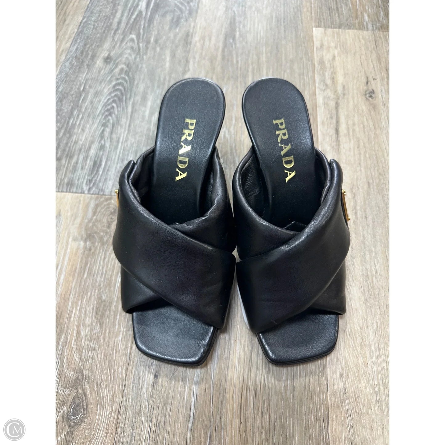 Sandals Luxury Designer By Prada In Black, Size: 6