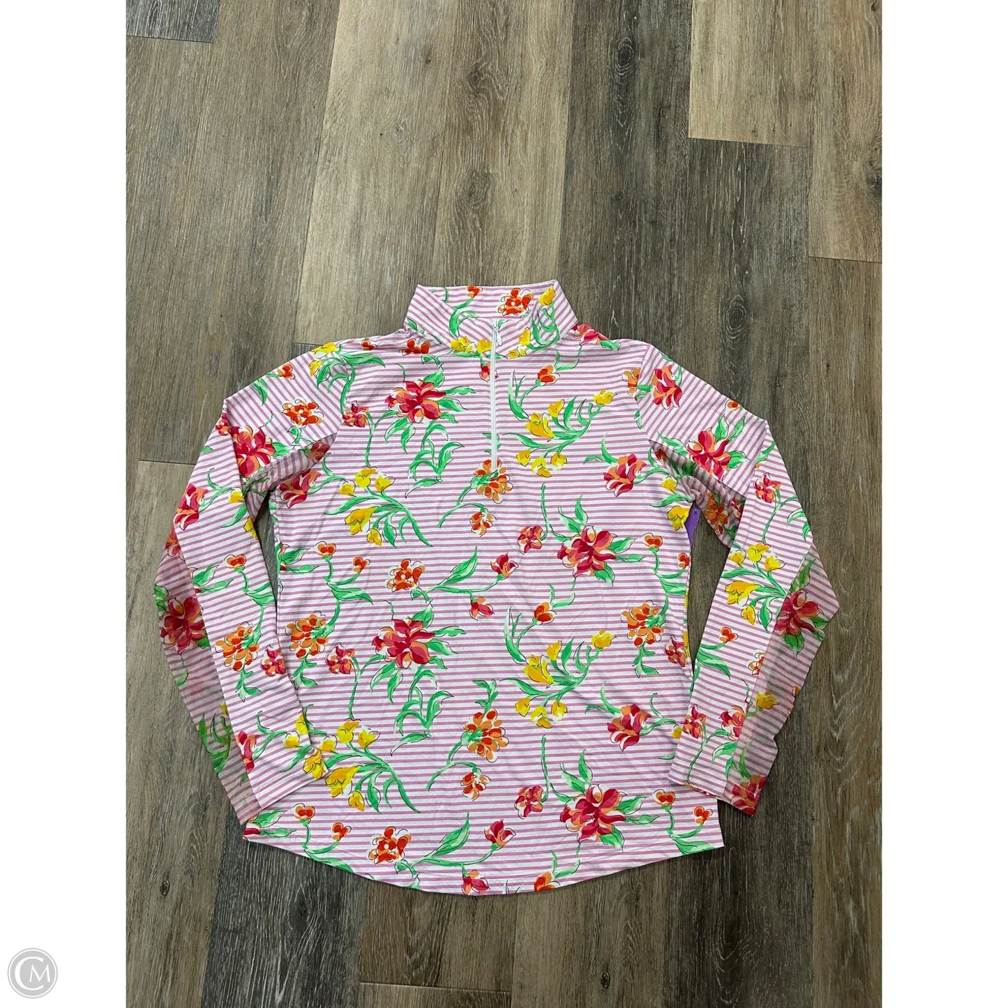 Athletic Top Long Sleeve Collar By Ibkul In Pink, Size: M