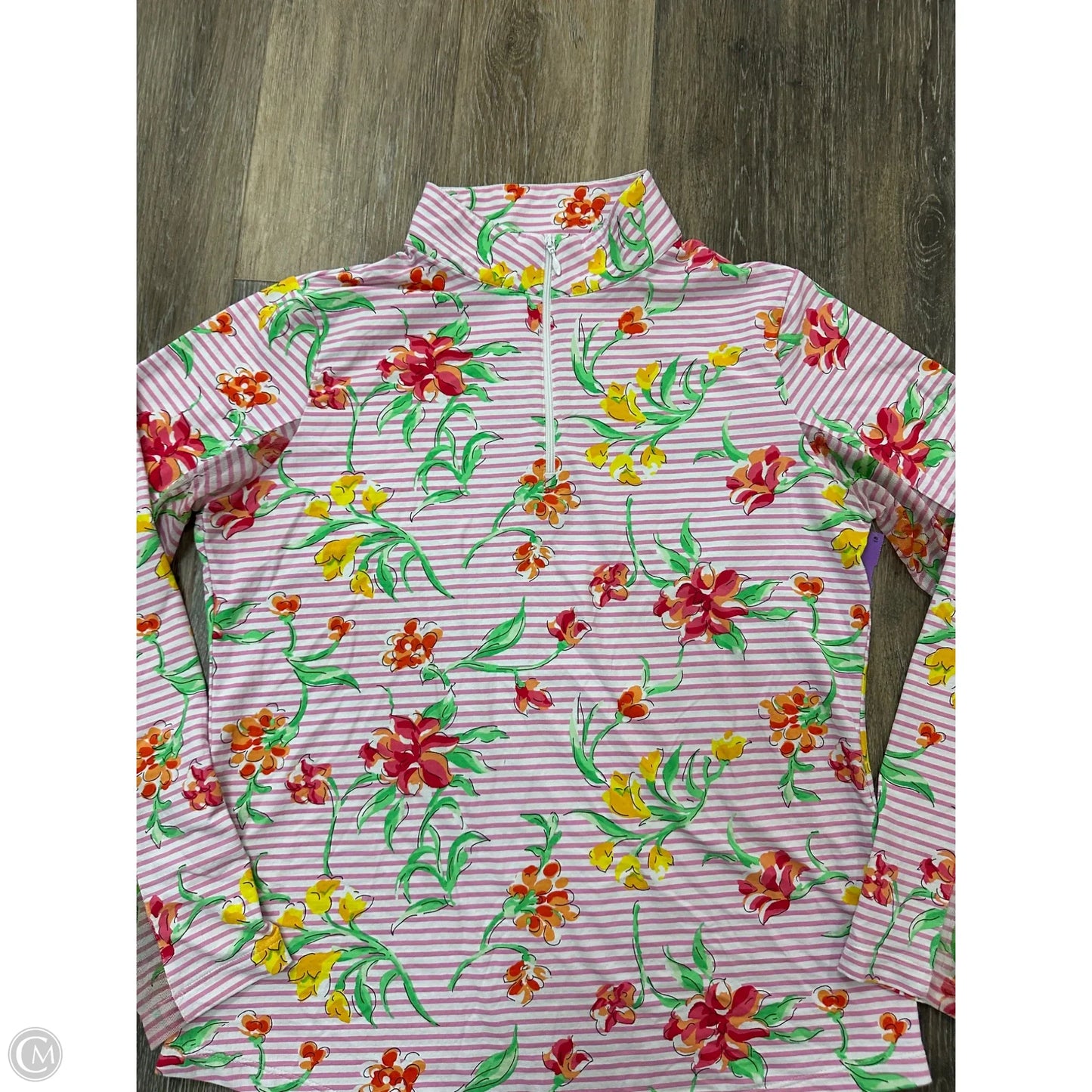 Athletic Top Long Sleeve Collar By Ibkul In Pink, Size: M