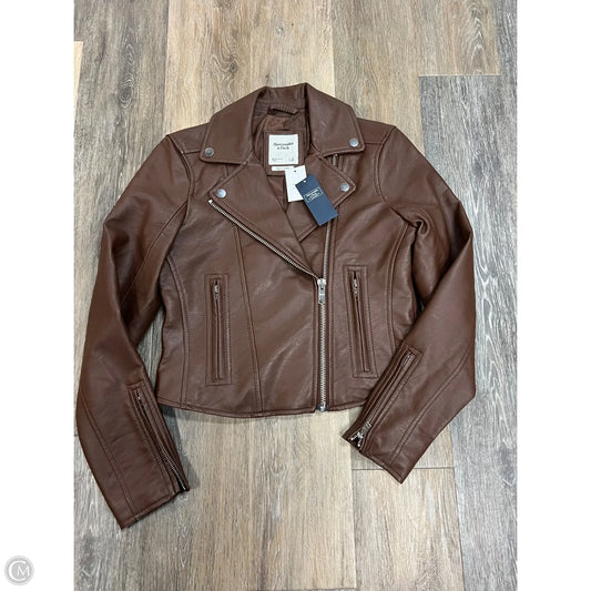 -Jacket Moto By Abercrombie And Fitch In Brown, Size: S