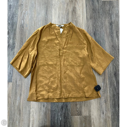 Blouse Short Sleeve By Sitting Pretty In Yellow, Size: S