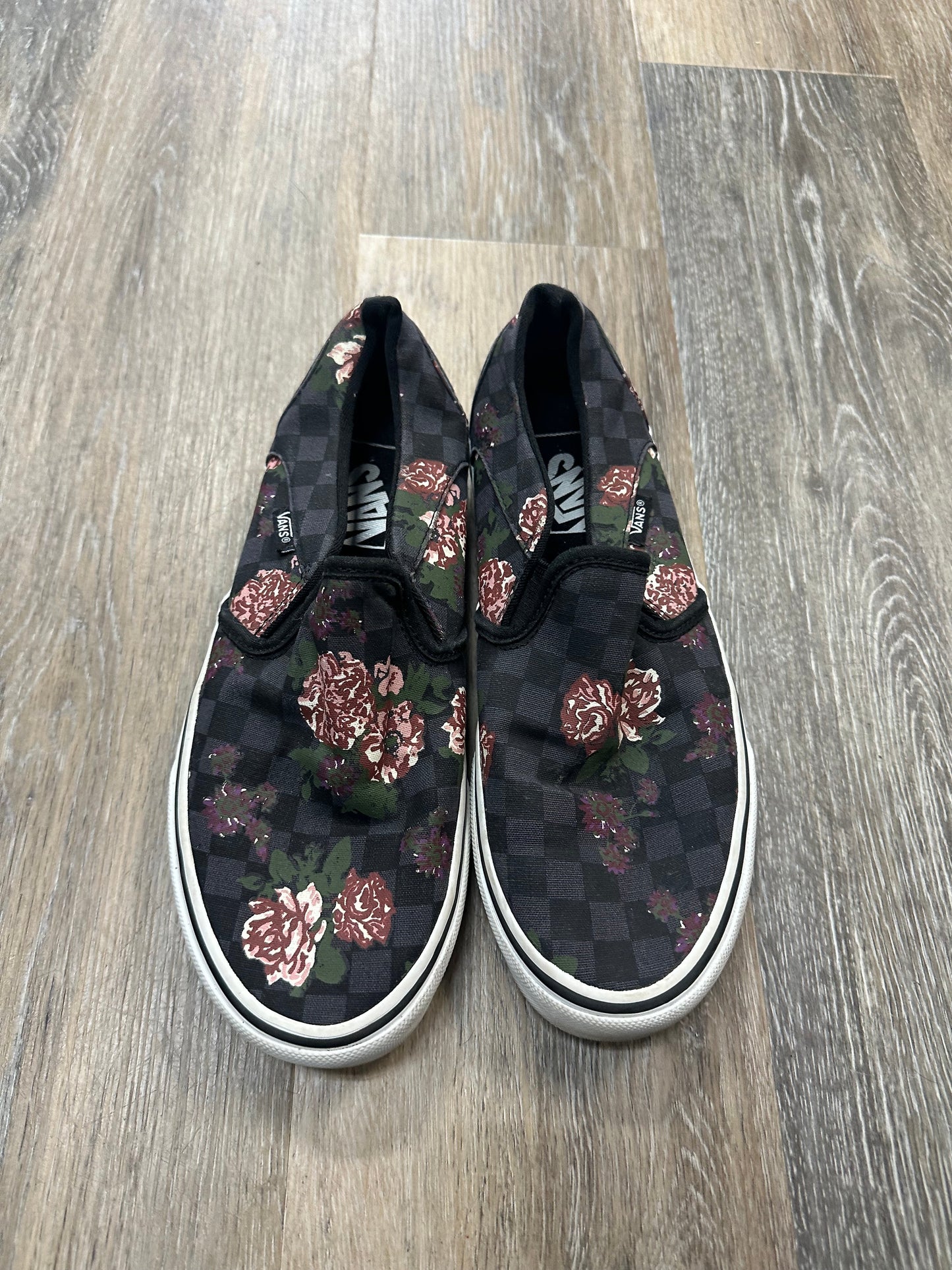Floral Print Shoes Flats Vans, Size 8
