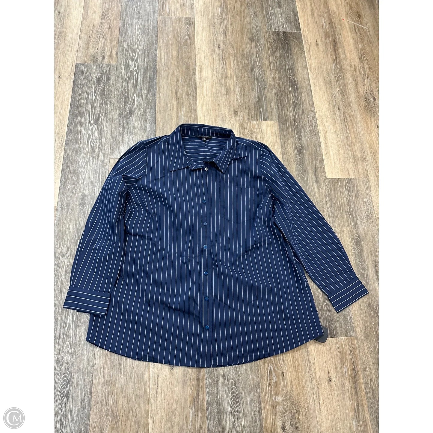 Blouse Long Sleeve By Liverpool In Blue, Size: 2x