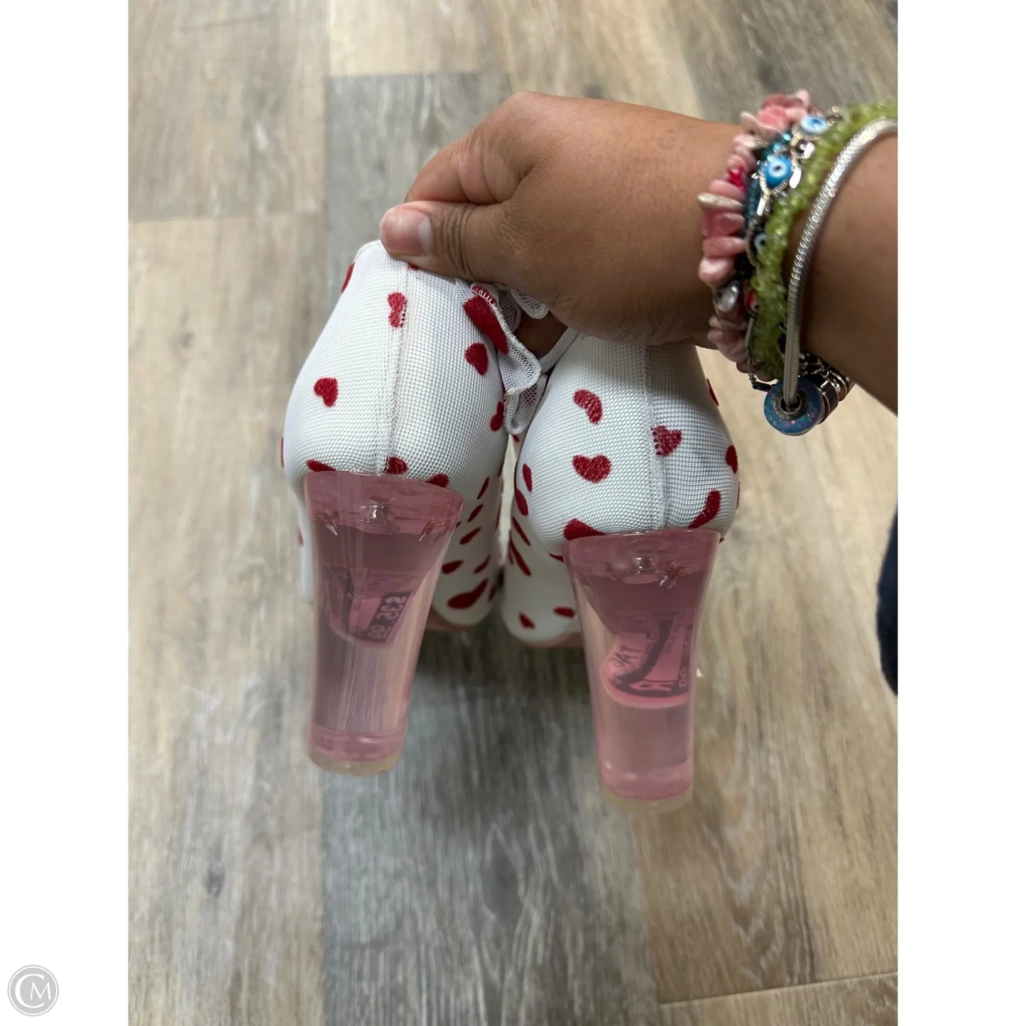 Sandals Heels Block By Sugarthrillz In Red & White, Size: 8