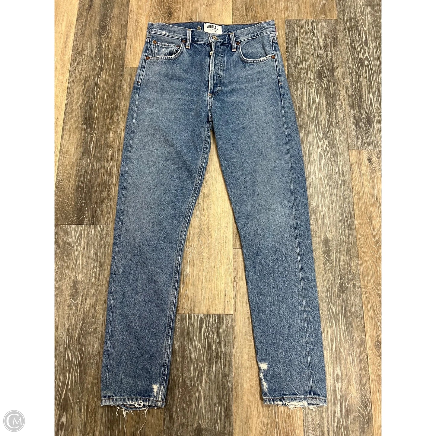 Jeans Straight By Agolde In Blue Denim, Size: 1/25